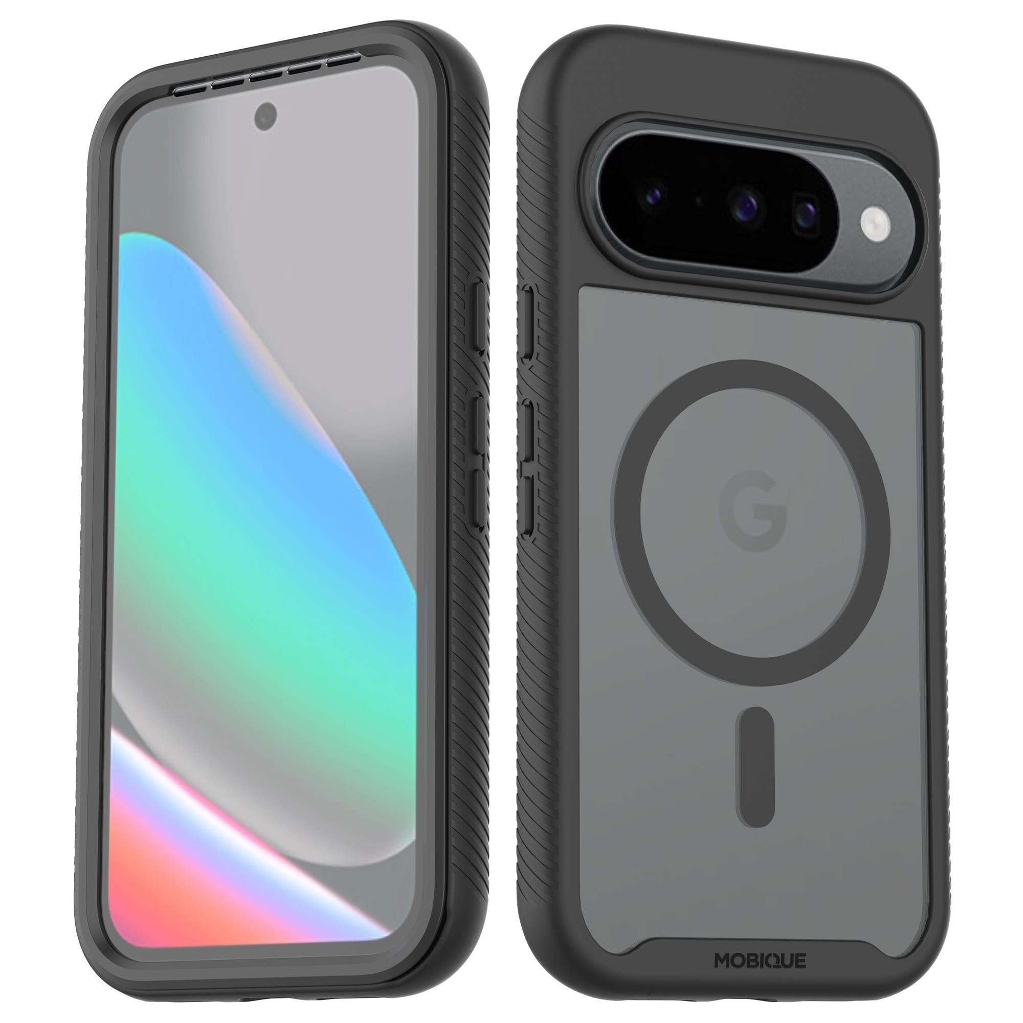 Google Pixel 9 Pro Mobilcover Magnetisk Full Protection, Sort/gennemsigtig