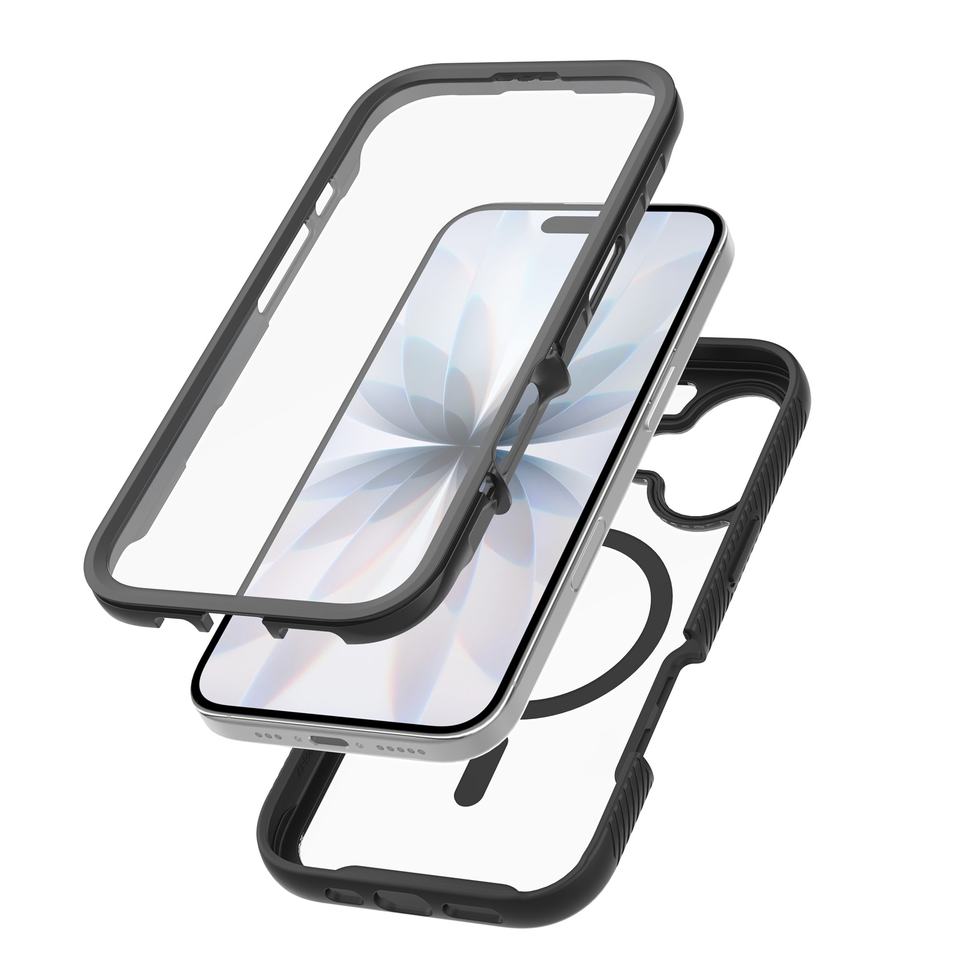 iPhone 17 Mobilcover Magnetisk Full Protection, Sort/gennemsigtig