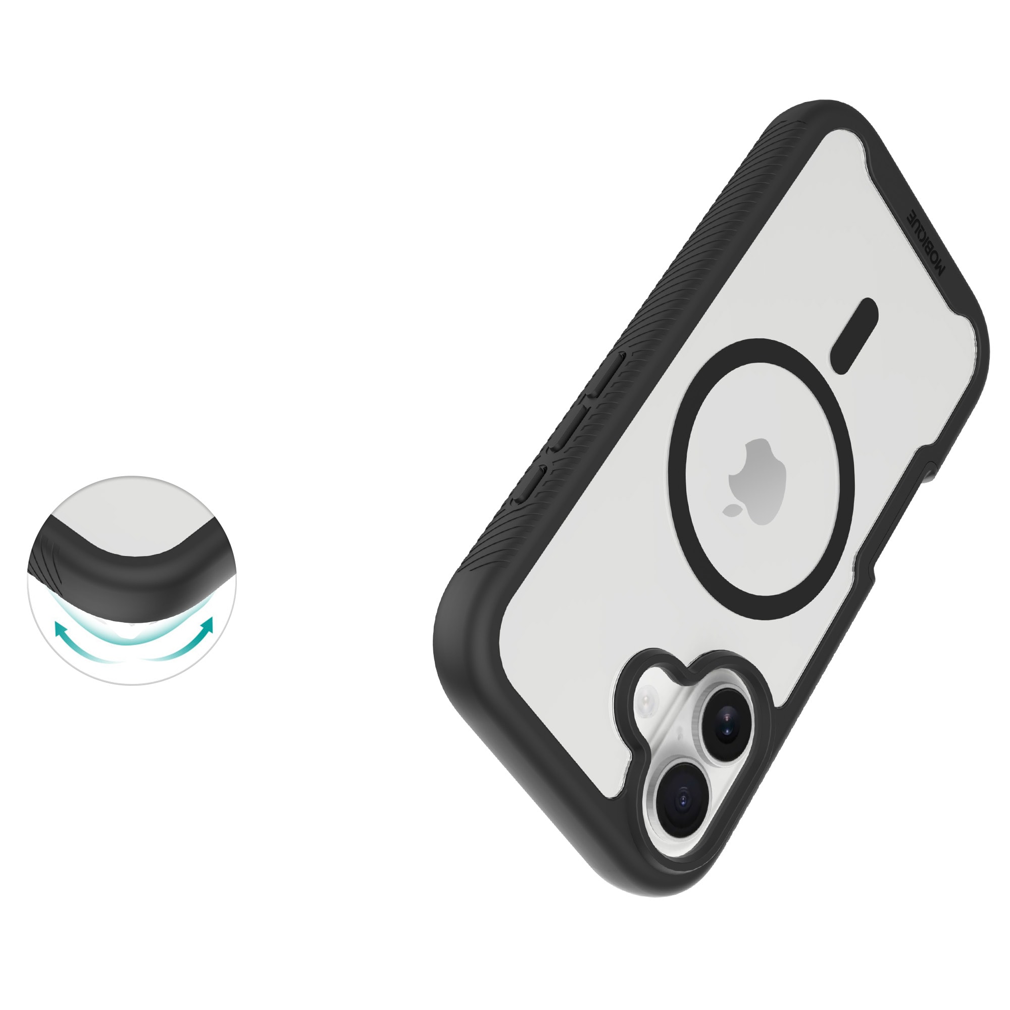 iPhone 17 Mobilcover Magnetisk Full Protection, Sort/gennemsigtig