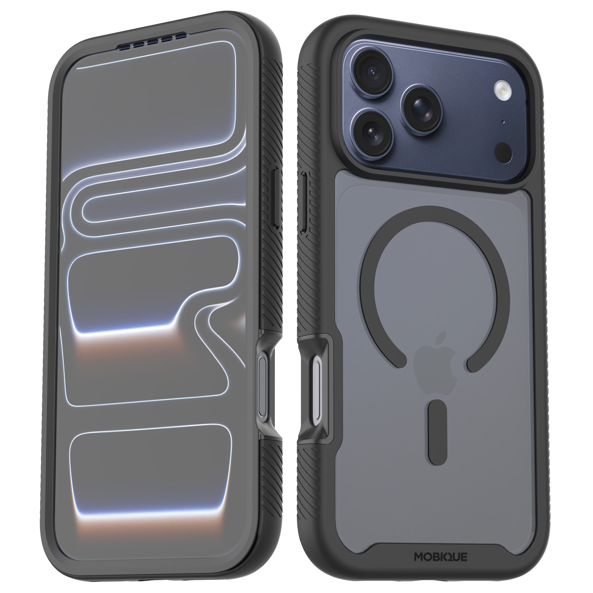 iPhone 17 Pro Max Mobilcover Magnetisk Full Protection, Sort/gennemsigtig