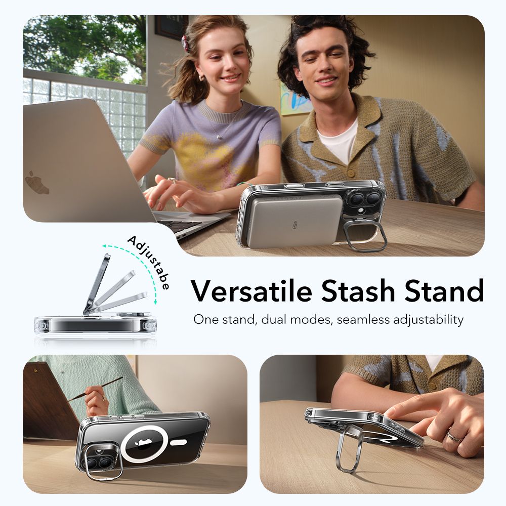 iPhone 17 Classic hybridcover med MagSafe og kickstand, Gennemsigtig