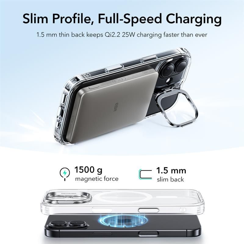 iPhone 17 Classic hybridcover med MagSafe og kickstand, Gennemsigtig