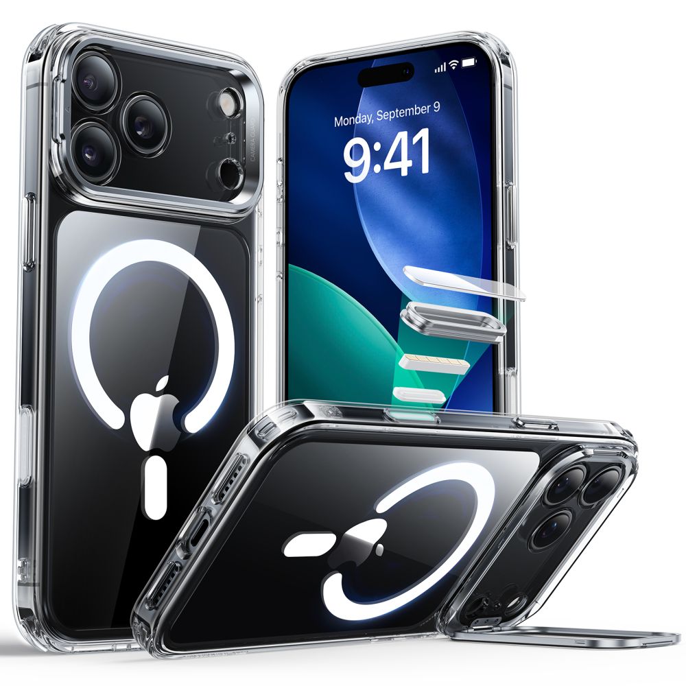 iPhone 17 Pro Max Classic hybridcover med MagSafe og kickstand, Gennemsigtig