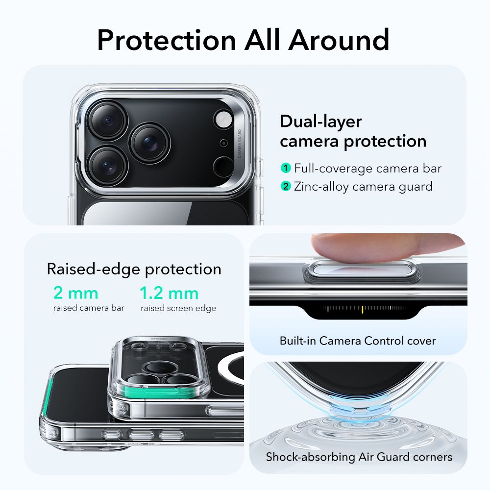 iPhone 17 Pro Max Classic hybridcover med MagSafe og kickstand, Gennemsigtig