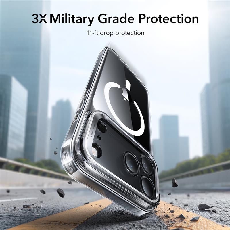 iPhone 17 Pro Max Classic hybridcover med MagSafe og kickstand, Gennemsigtig