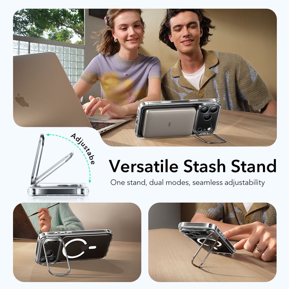 iPhone 17 Pro Max Classic hybridcover med MagSafe og kickstand, Gennemsigtig