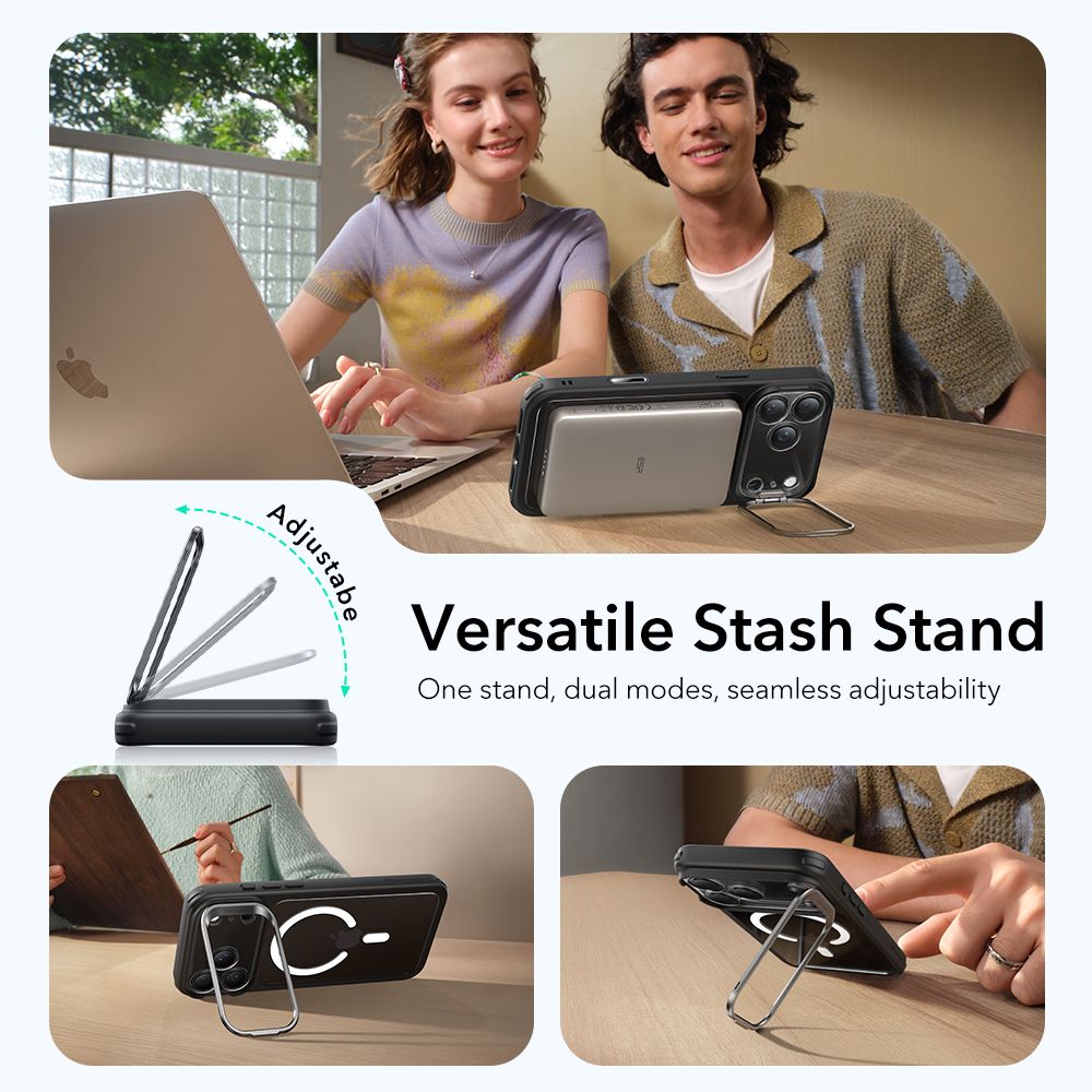 iPhone 17 Pro Max Classic hybridcover med MagSafe og kickstand, Sort/gennemsigtig