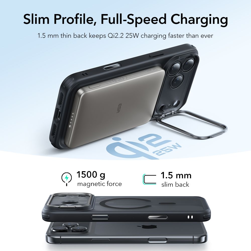 iPhone 17 Pro Max Classic hybridcover med MagSafe og kickstand, Sort/gennemsigtig