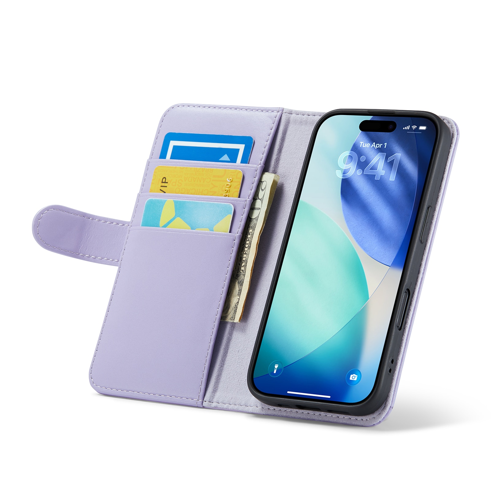 iPhone 17 Pungetui i ægte læder, Lilla