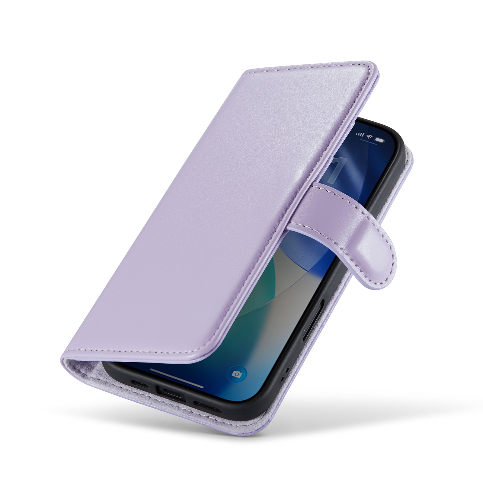 iPhone 17 Pungetui i ægte læder, Lilla