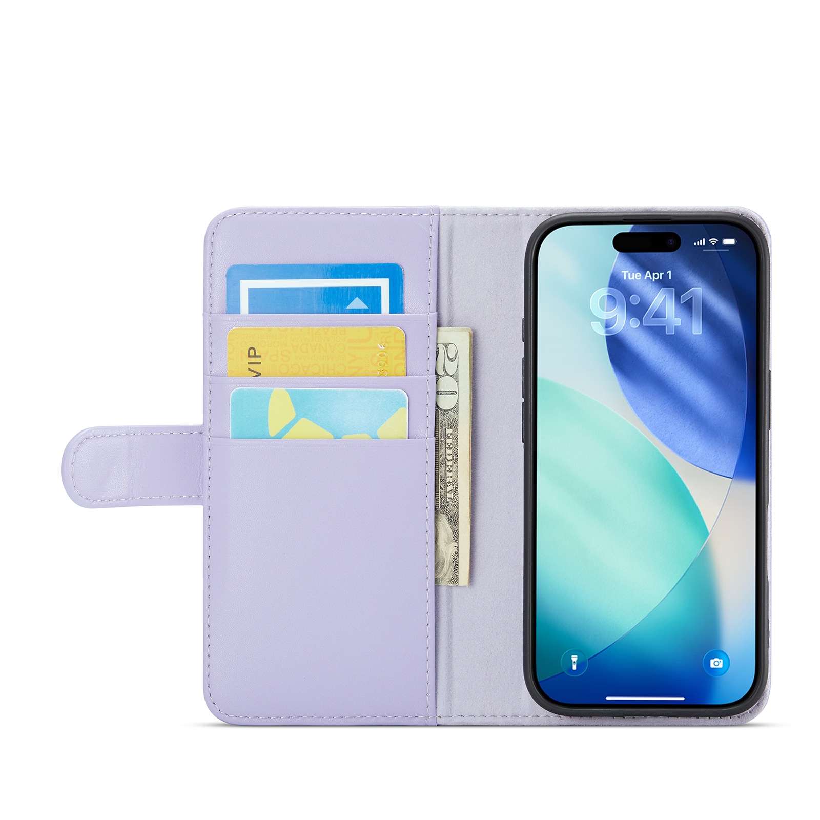 iPhone 17 Pungetui i ægte læder, Lilla