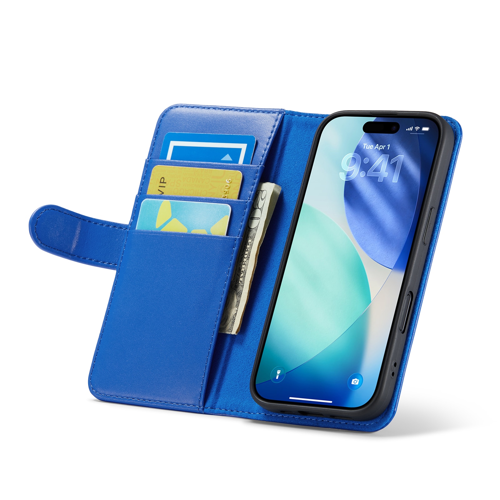 iPhone 17 Pungetui i ægte læder, Blå