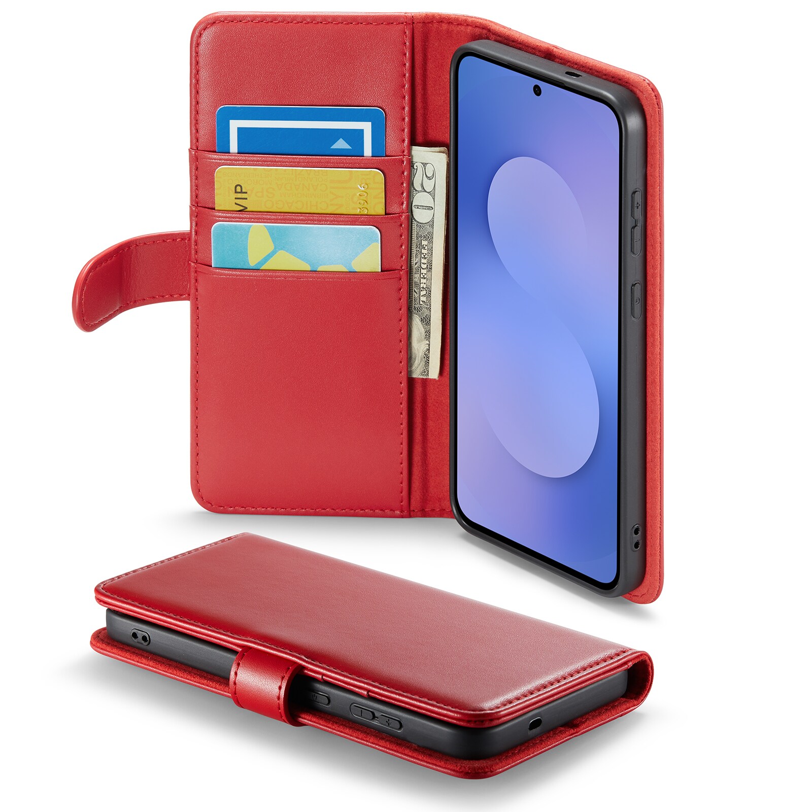 Samsung Galaxy S25 FE Pungetui i ægte læder, Rød