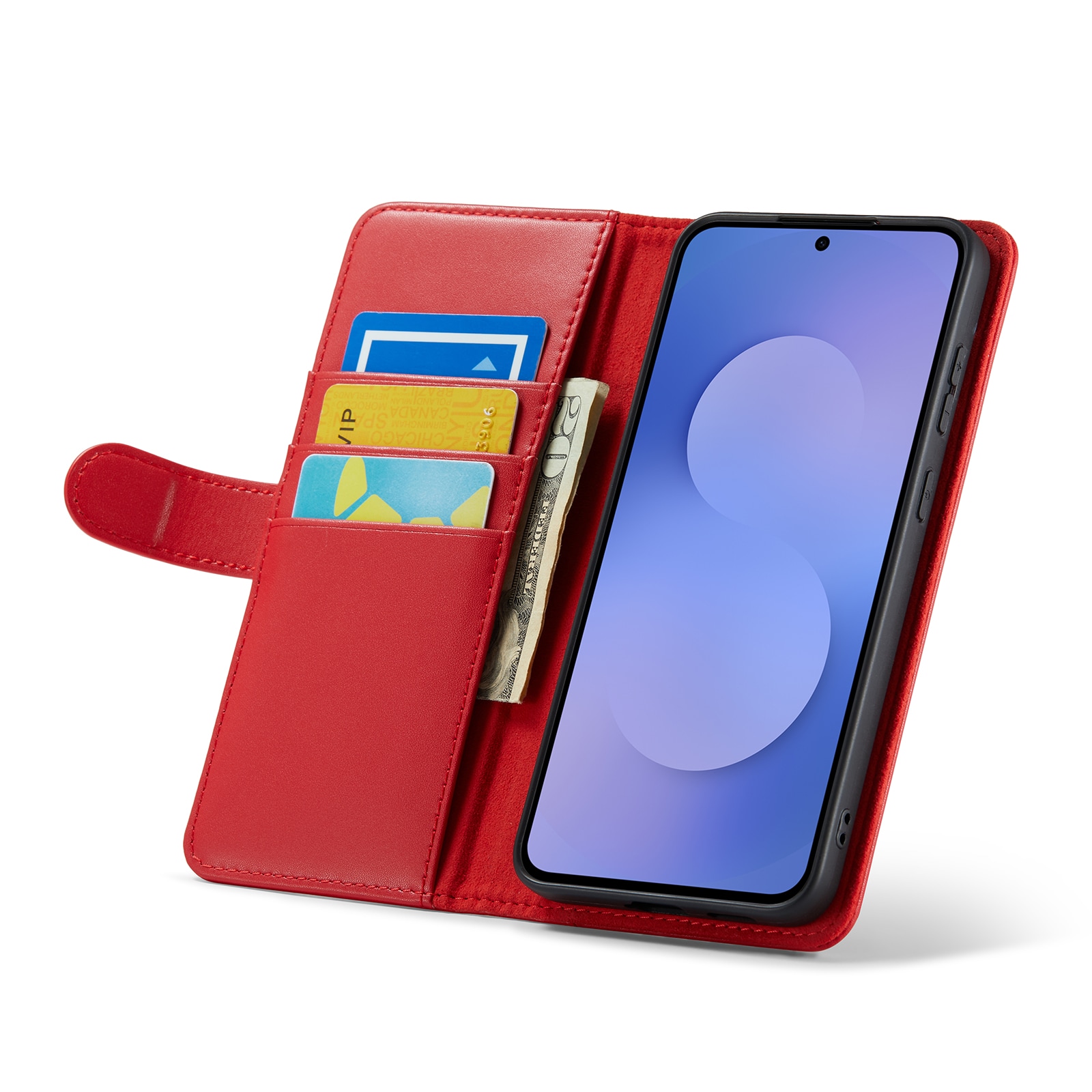 Samsung Galaxy S25 FE Pungetui i ægte læder, Rød