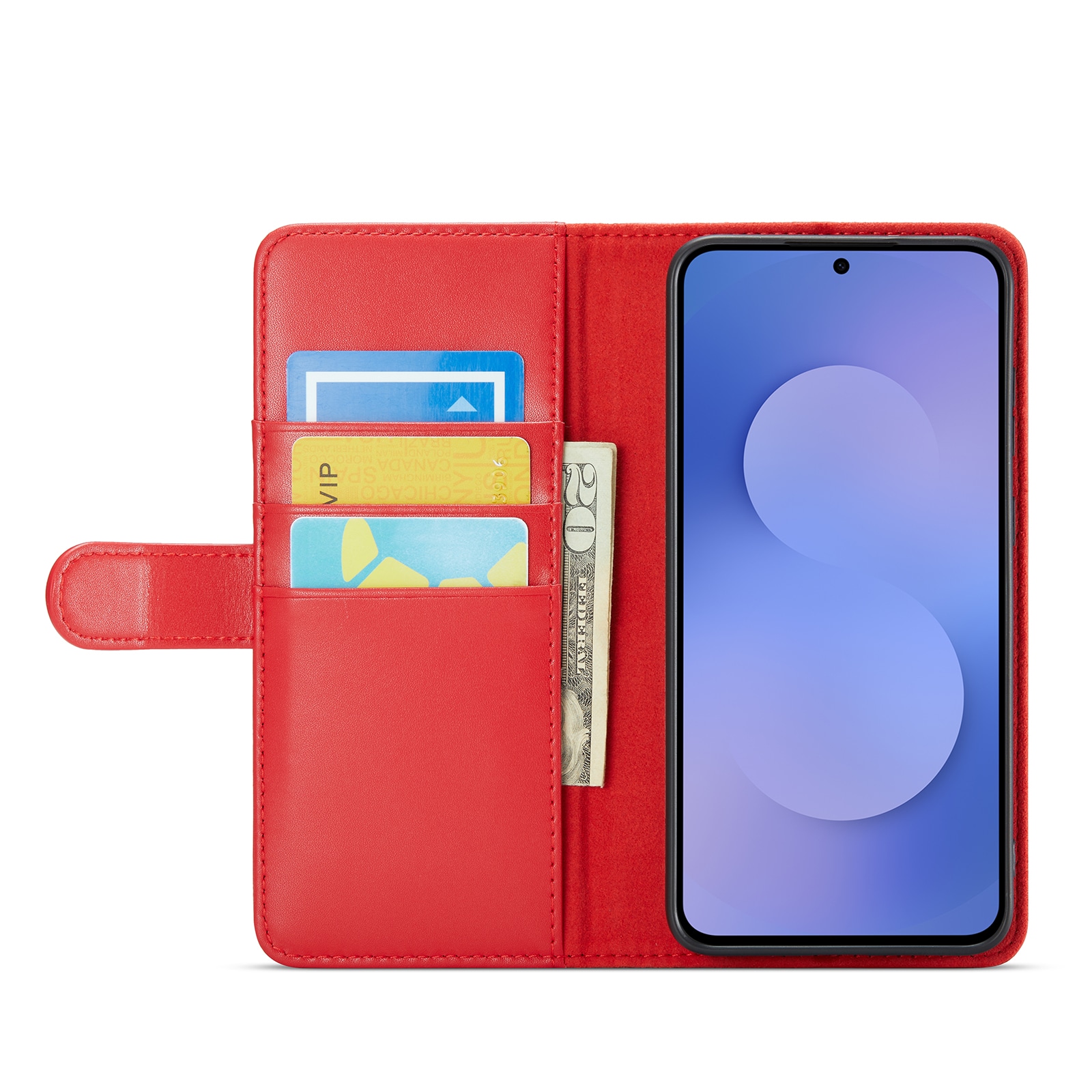Samsung Galaxy S25 FE Pungetui i ægte læder, Rød