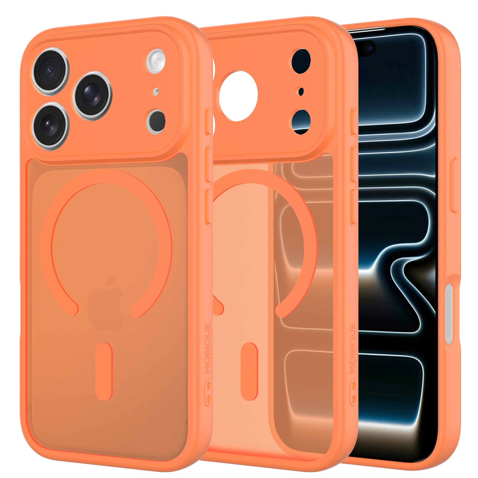 iPhone 17 Pro Max Hybrid-cover magnetisk, Frosted Orange