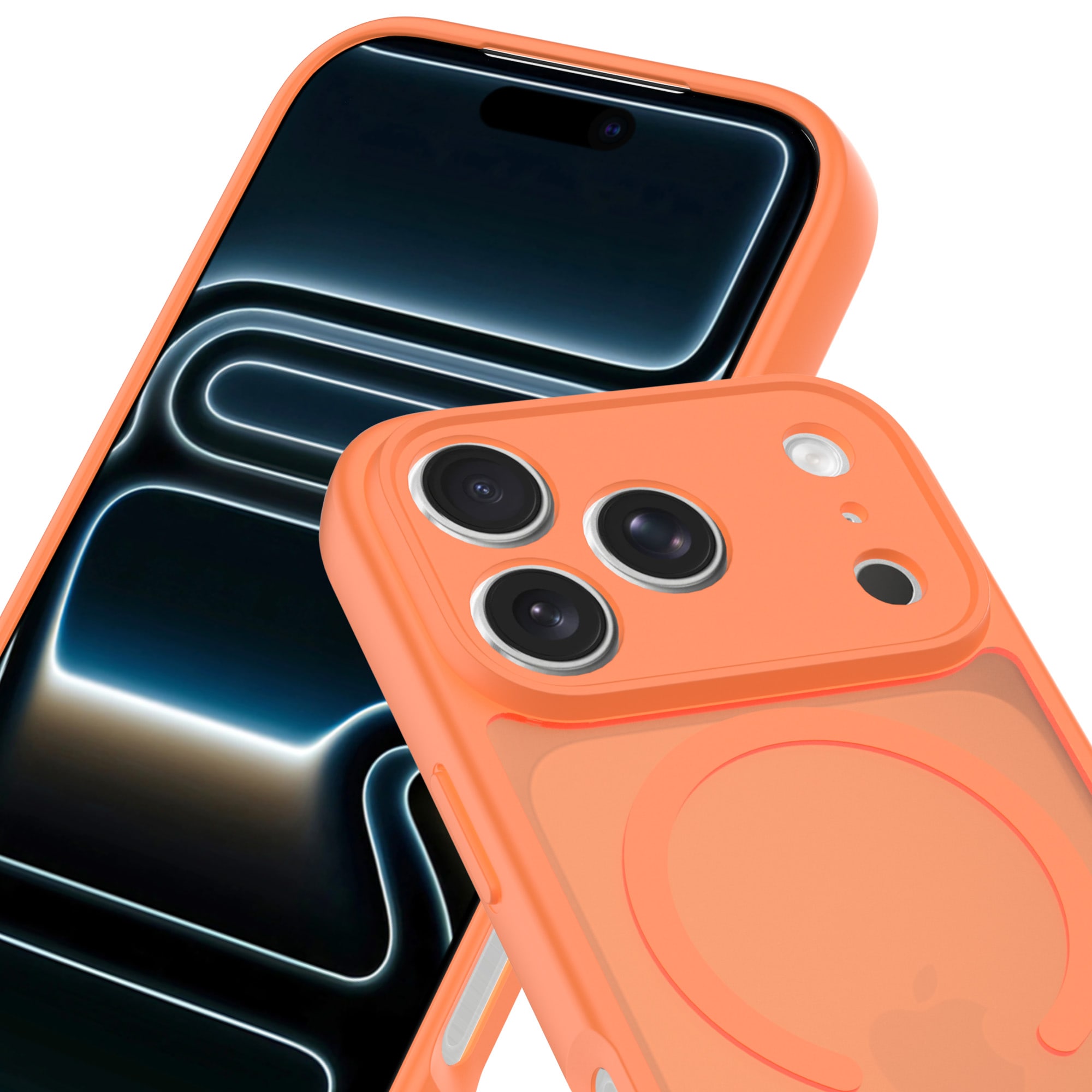 iPhone 17 Pro Max Hybrid-cover magnetisk, Frosted Orange