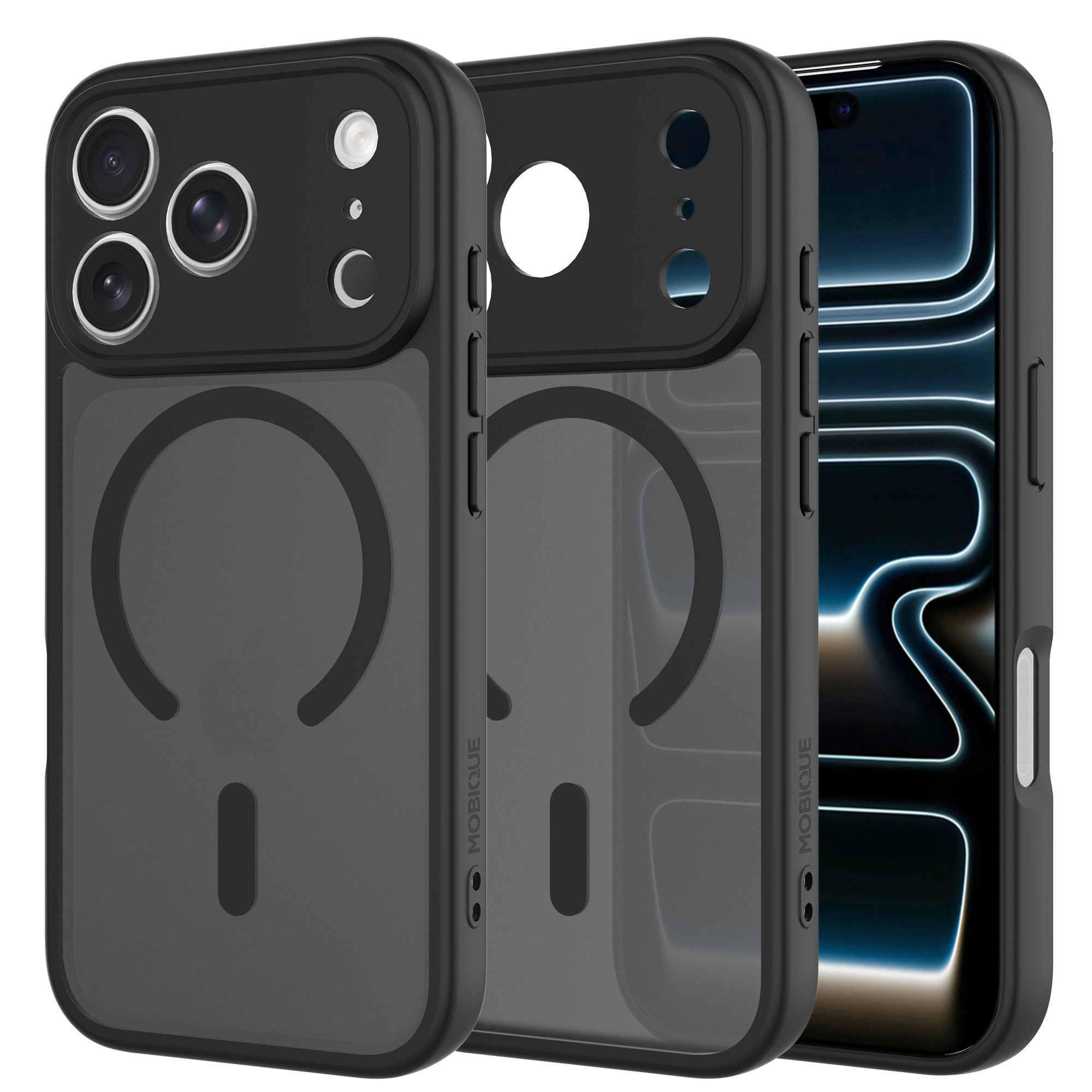 iPhone 17 Pro Max Hybrid-cover magnetisk, Frosted Black