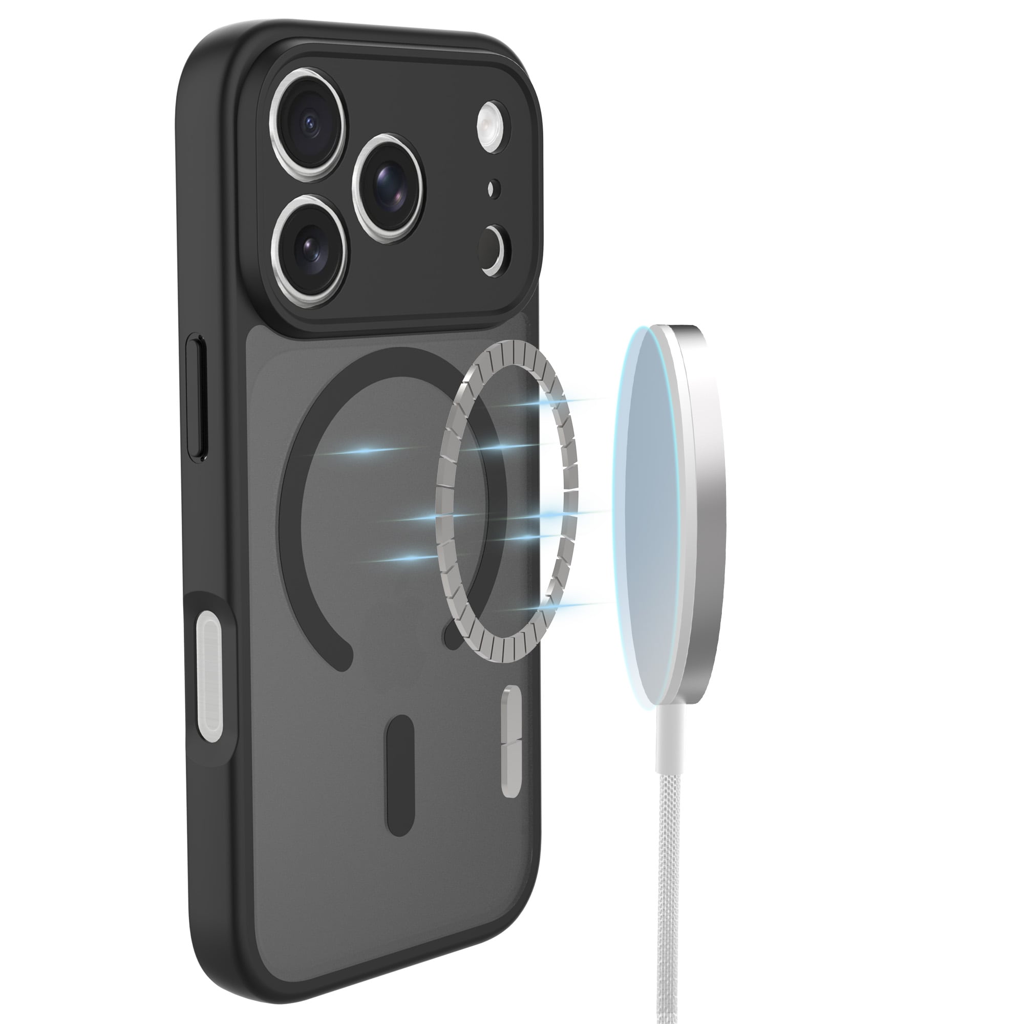 iPhone 17 Pro Max Hybrid-cover magnetisk, Frosted Black