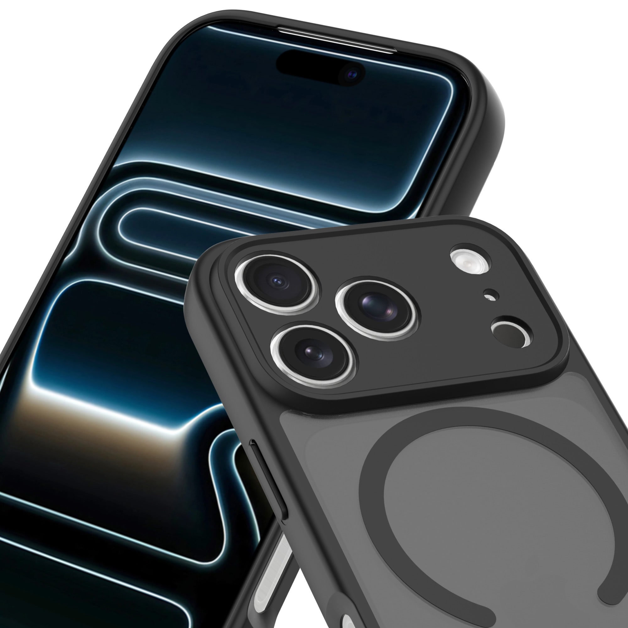 iPhone 17 Pro Max Hybrid-cover magnetisk, Frosted Black