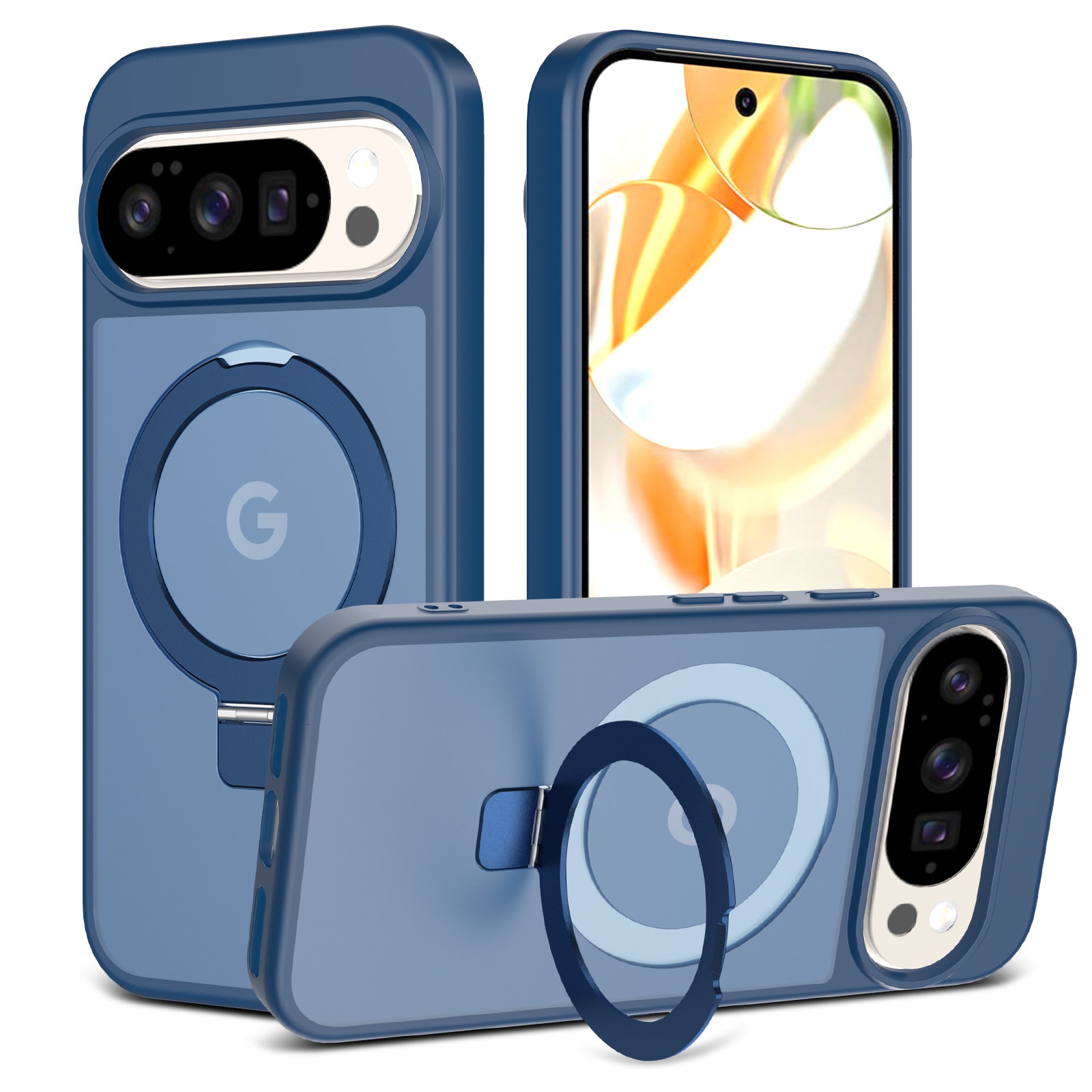 Google Pixel 10 Magnetic hybridcover med stativfunktion, Mørkeblå