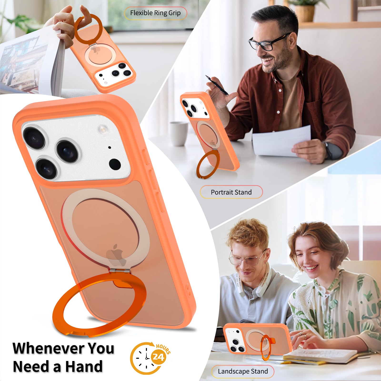 iPhone 17 Pro Max Magnetic hybridcover med stativfunktion, Orange