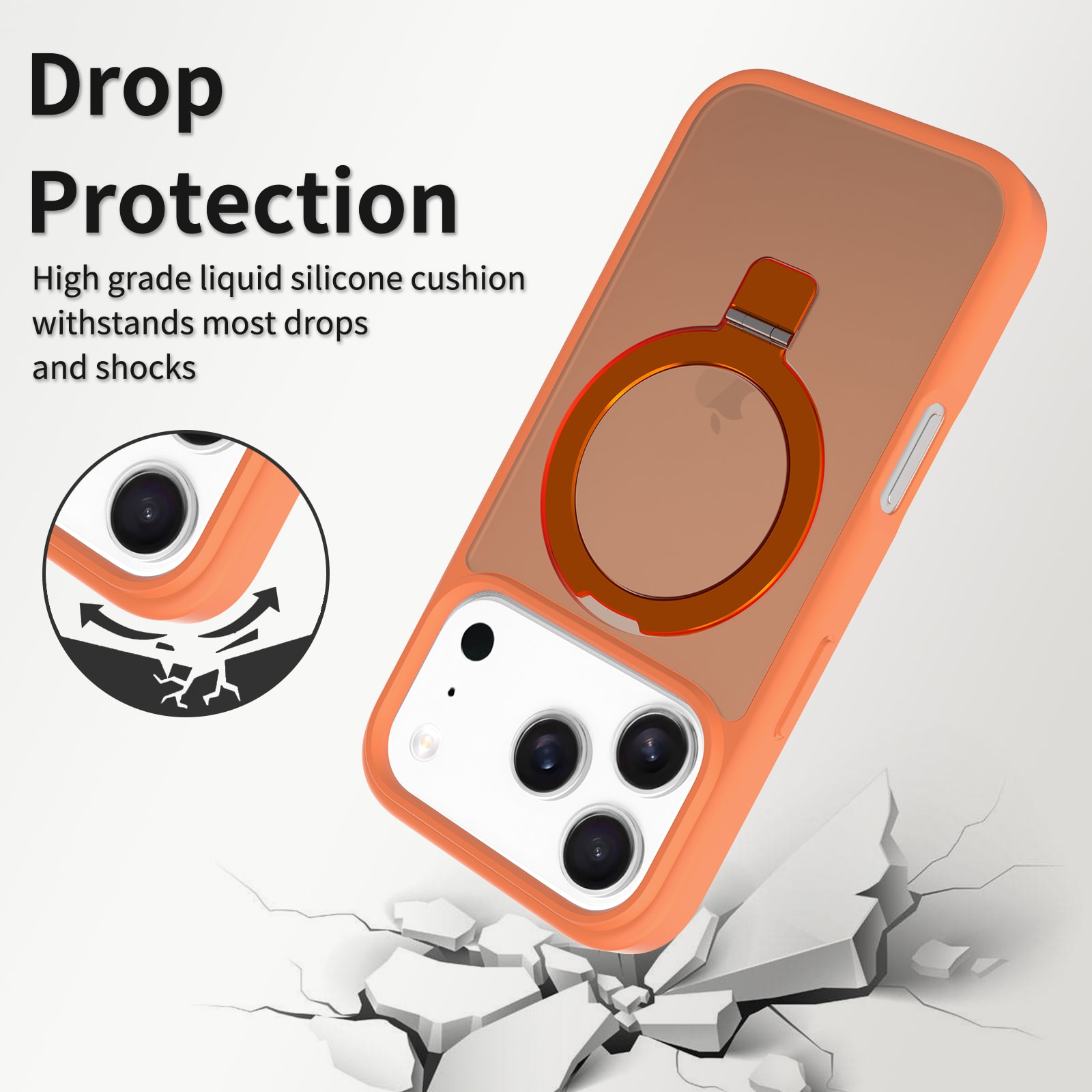 iPhone 17 Pro Max Magnetic hybridcover med stativfunktion, Orange