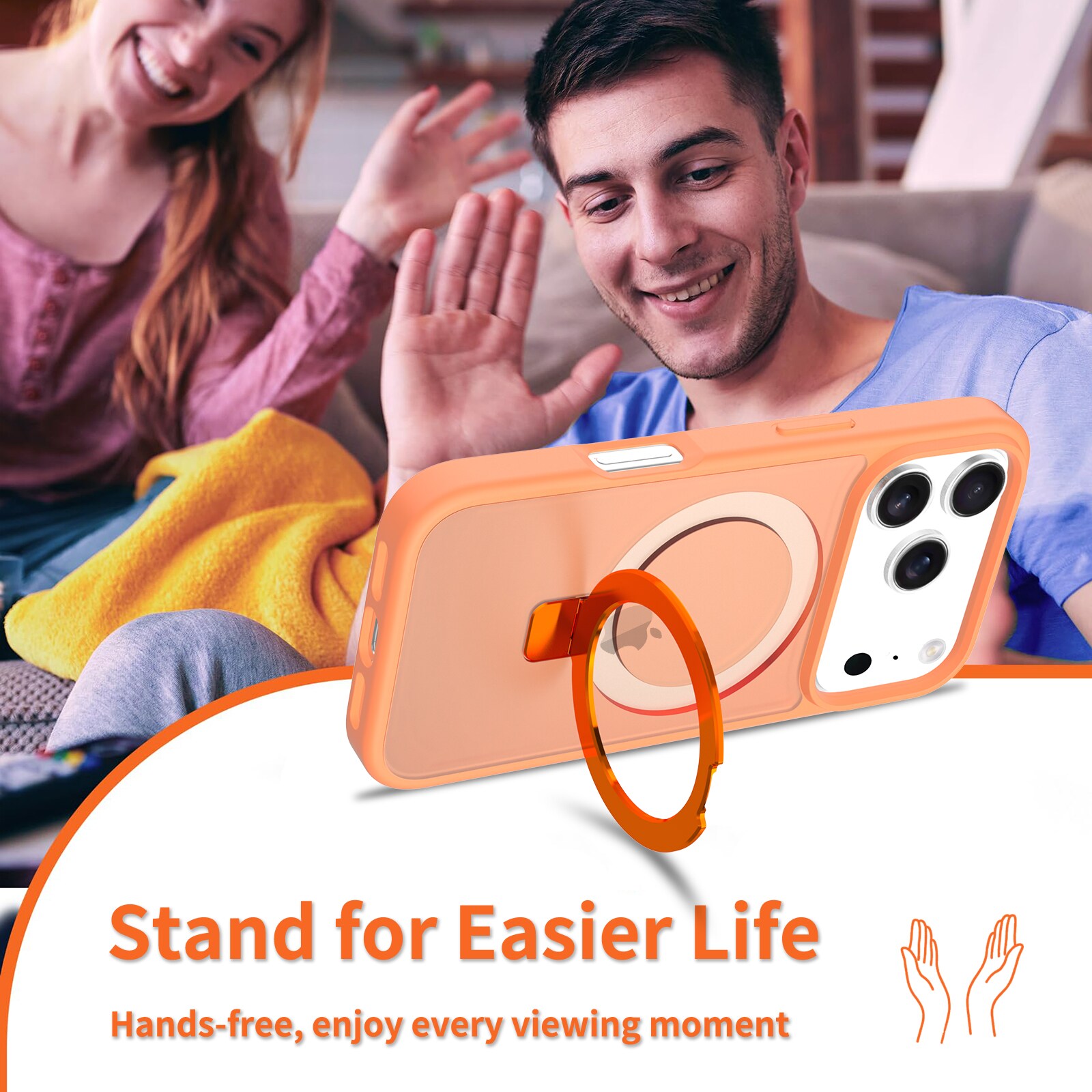 iPhone 17 Pro Max Magnetic hybridcover med stativfunktion, Orange