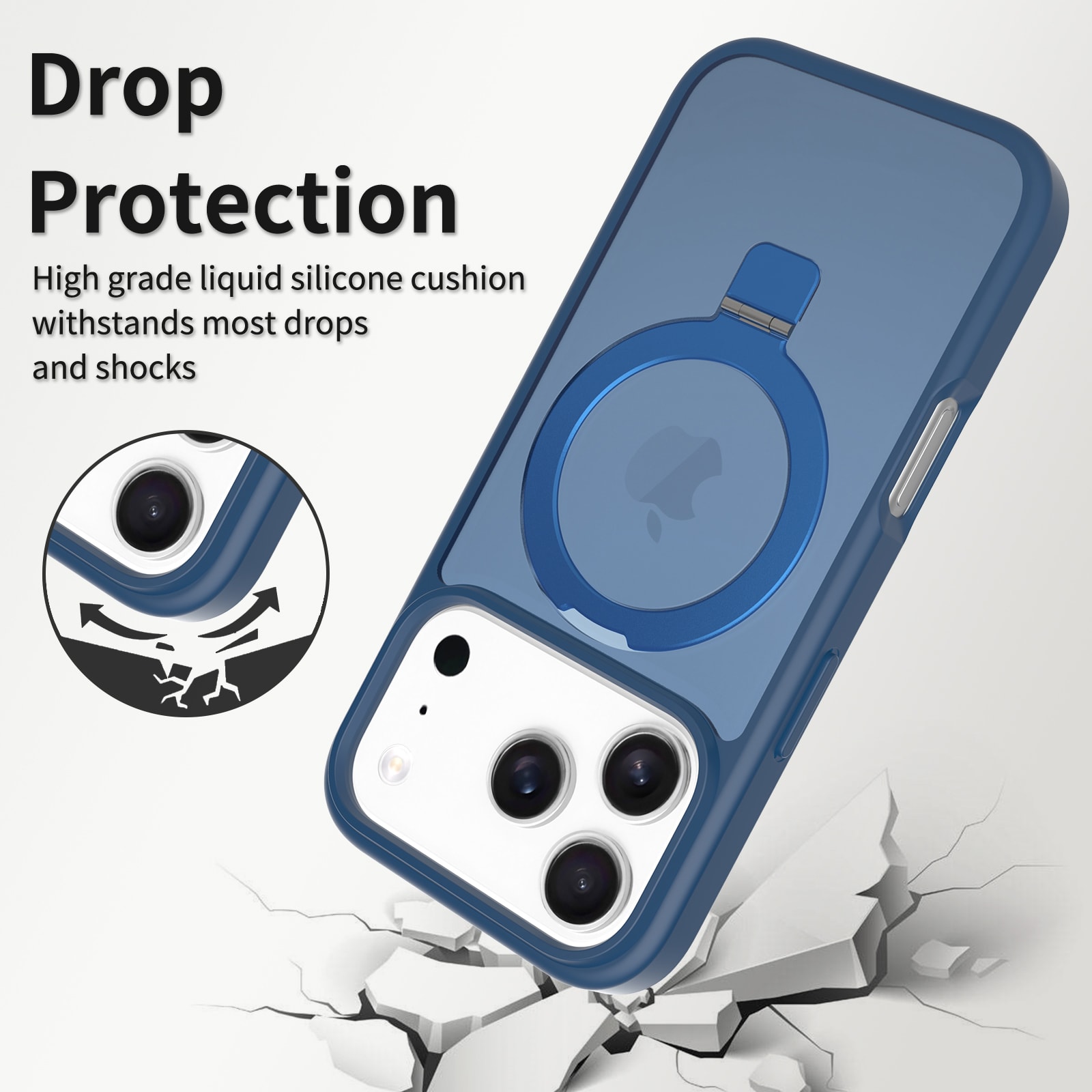 iPhone 17 Pro Magnetic hybridcover med stativfunktion, Mørkeblå