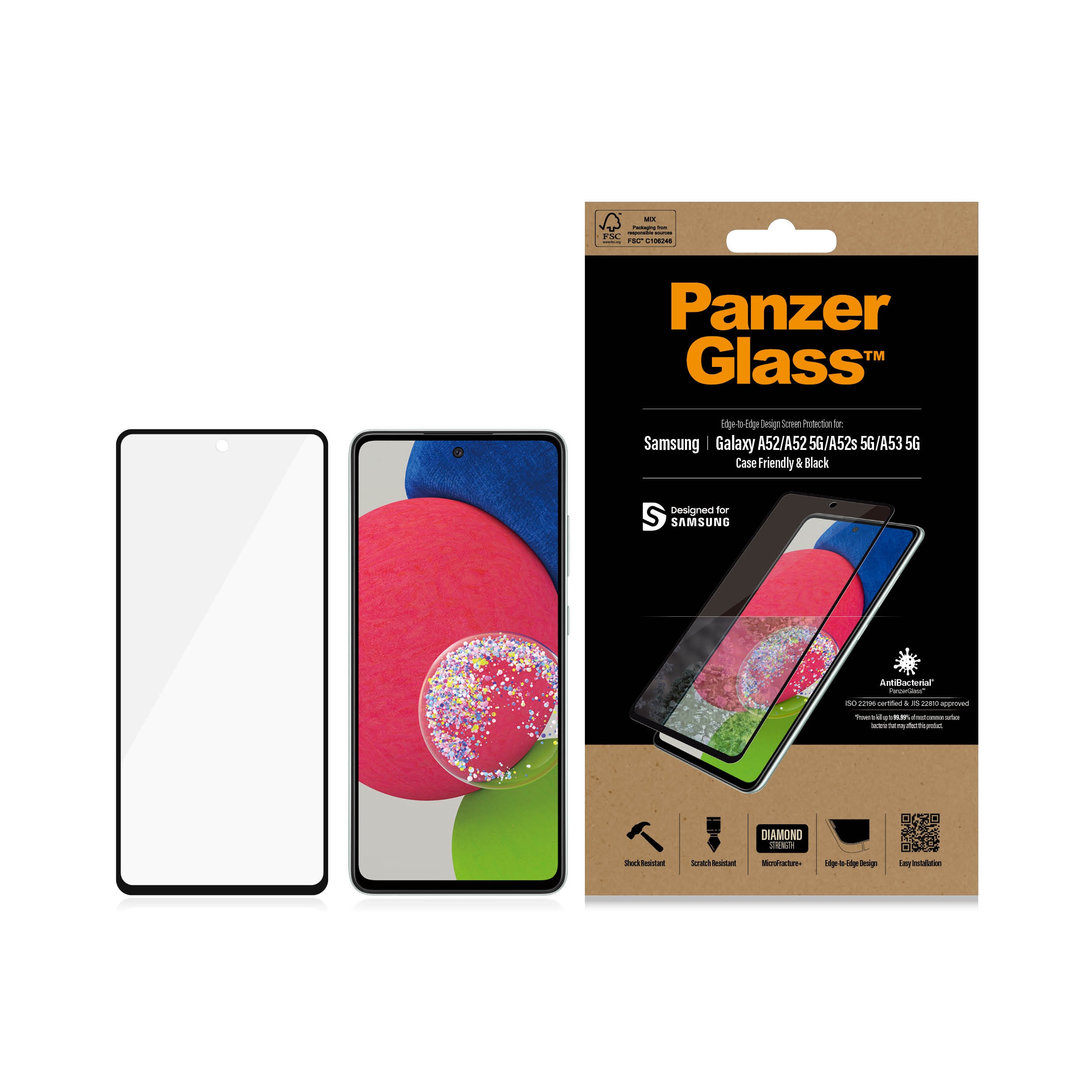 Samsung Galaxy A52 5G Skærmbeskytter i ridsefast hærdet glas - Edge-to-Edge