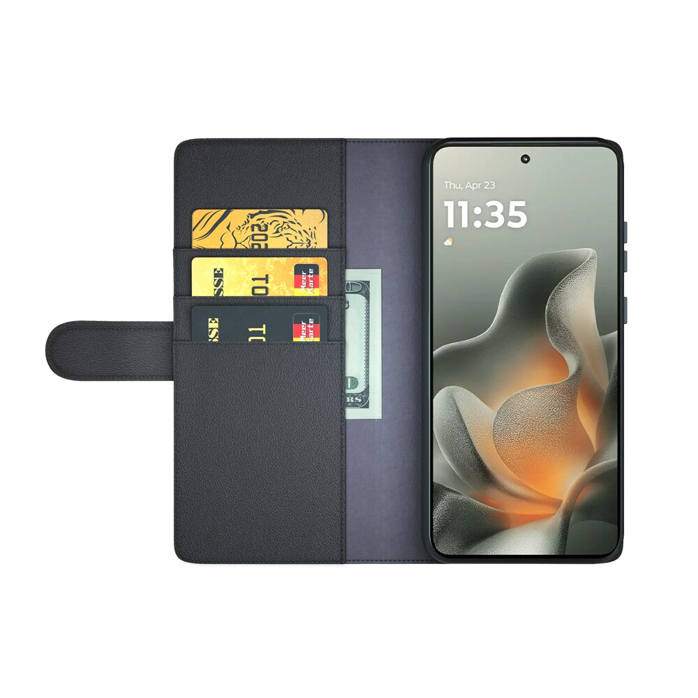 Motorola Edge 70 Slankt mobiletui i ægte læder, Sort