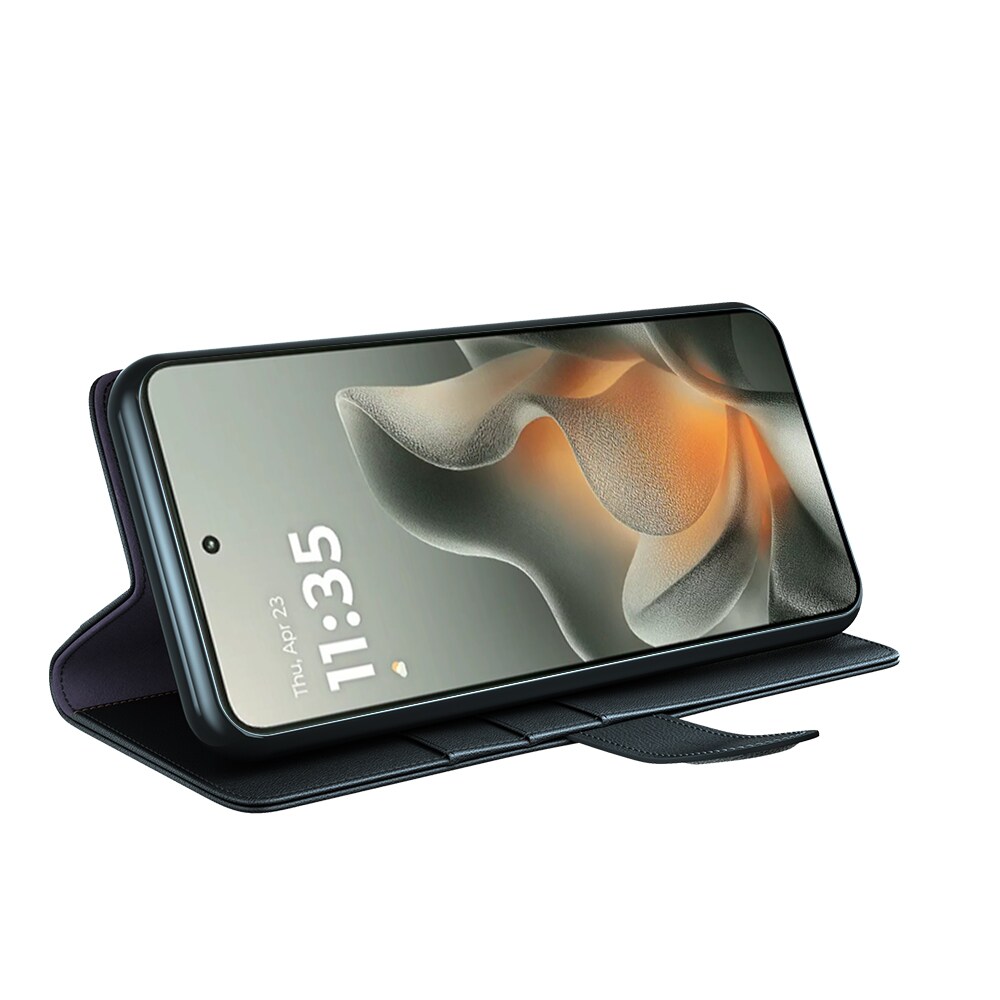 Motorola Edge 70 Slankt mobiletui i ægte læder, Sort