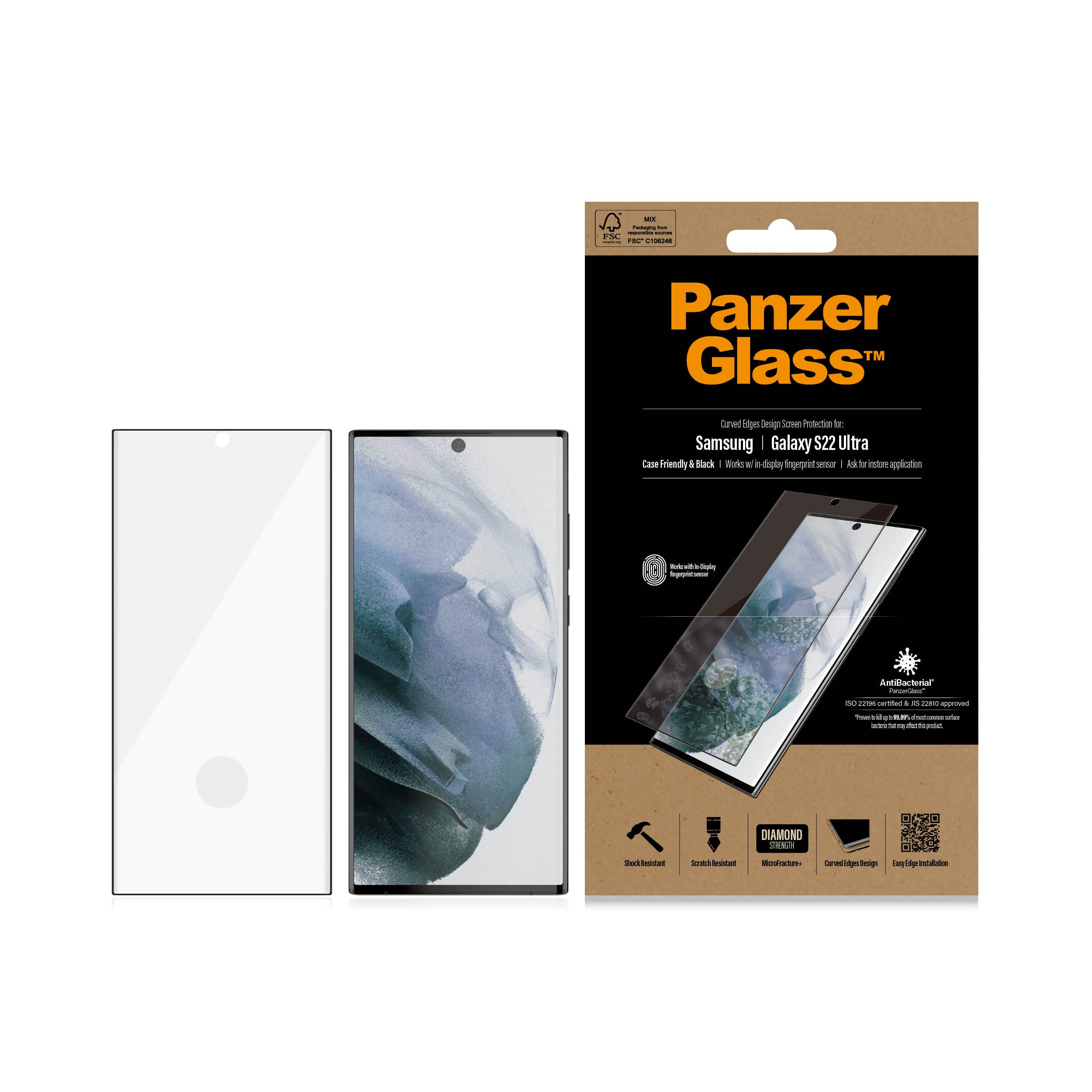 Samsung Galaxy S22 Ultra Skærmbeskytter i ridsefast hærdet glas - Ultra Wide Fit