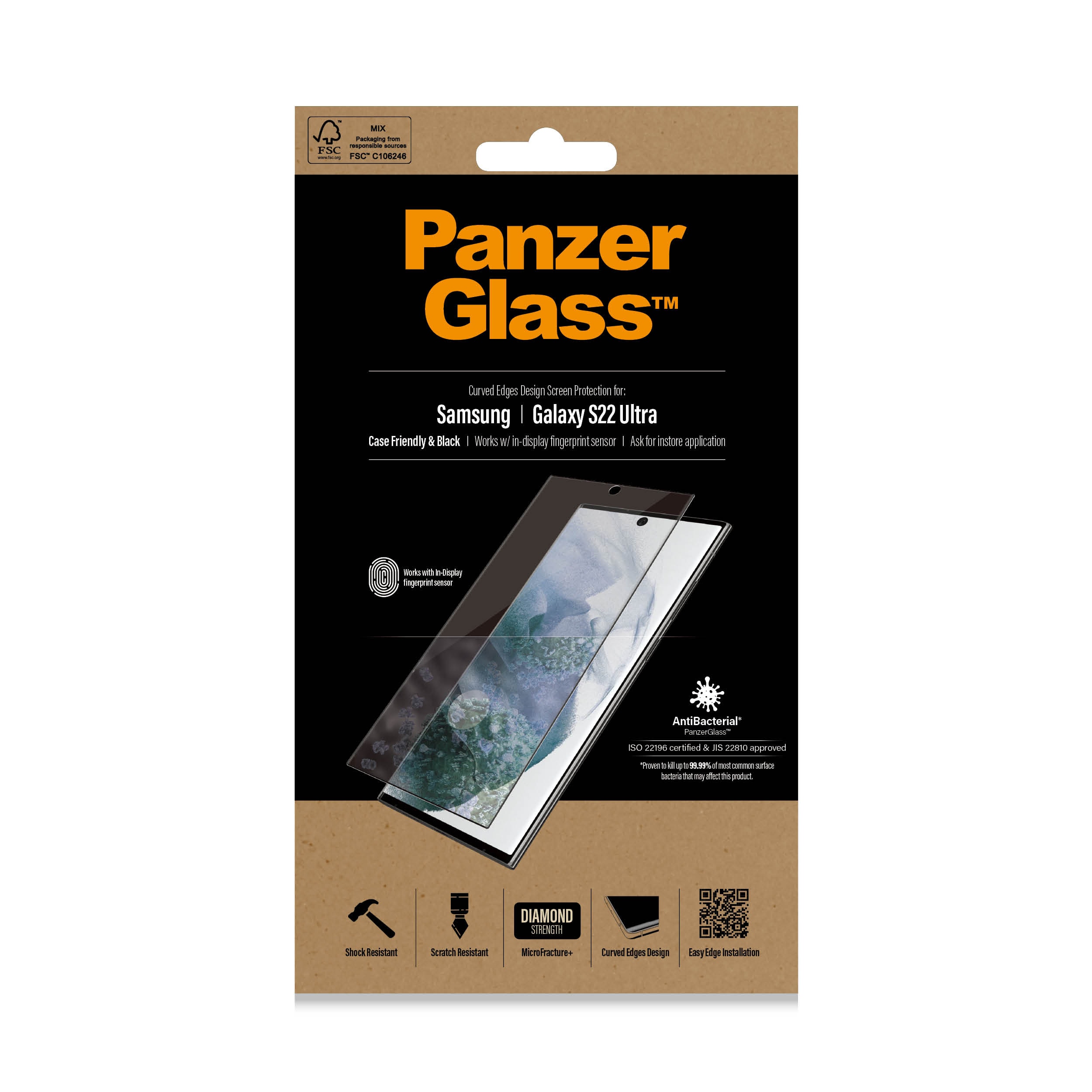 Samsung Galaxy S22 Ultra Skærmbeskytter i ridsefast hærdet glas - Ultra Wide Fit