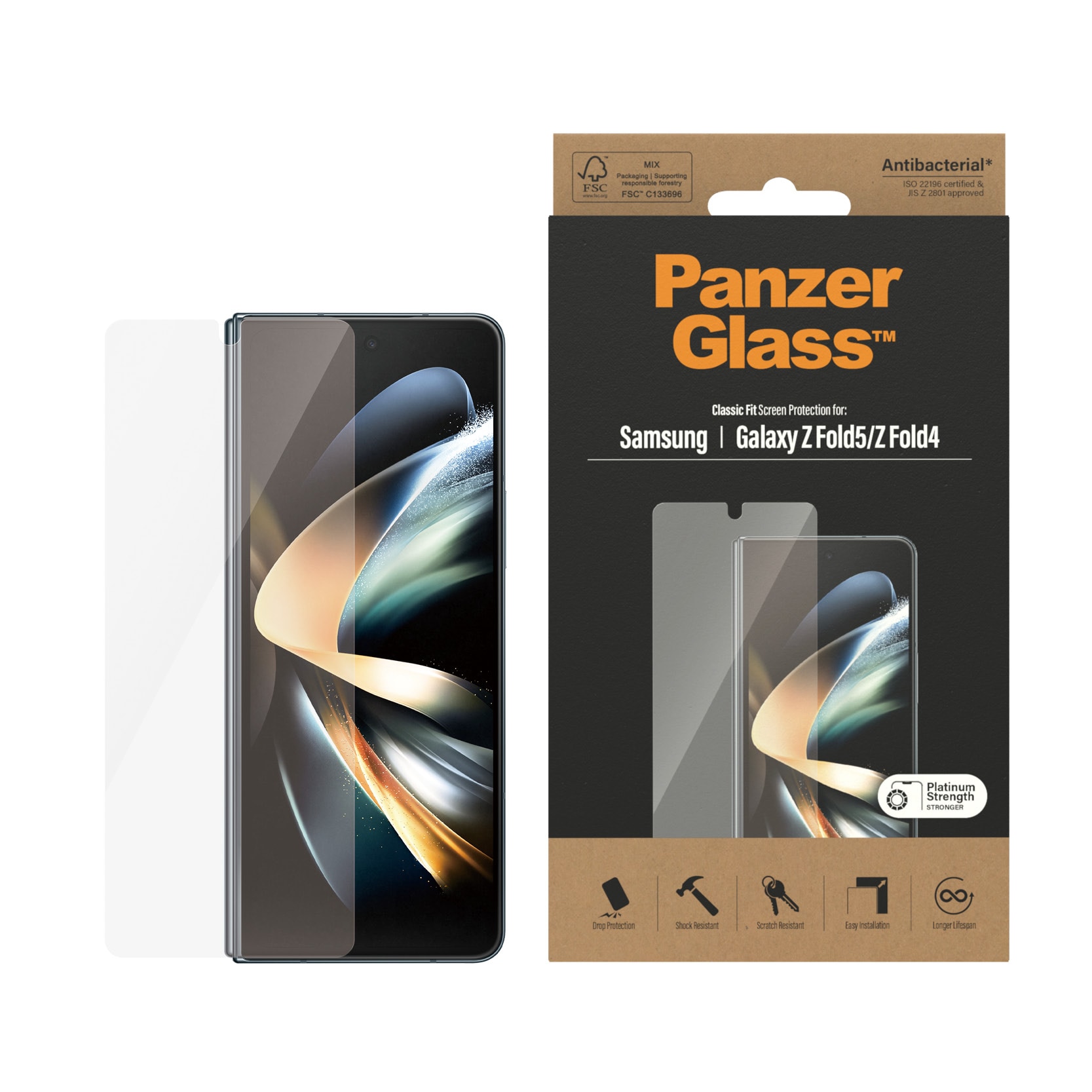 Samsung Galaxy Z Fold 5 Ydre skærmbeskytter i ridsefast hærdet glas - Ultra Wide Fit