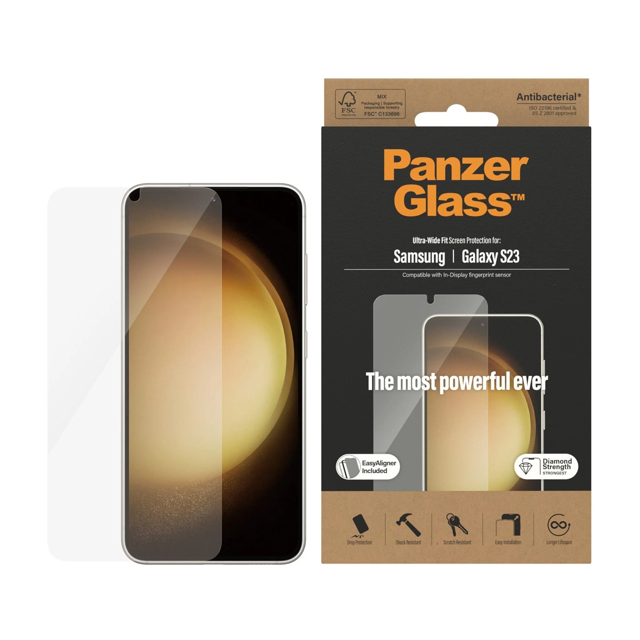 Samsung Galaxy S23 Skærmbeskytter med monteringsramme - Ultra Wide Fit