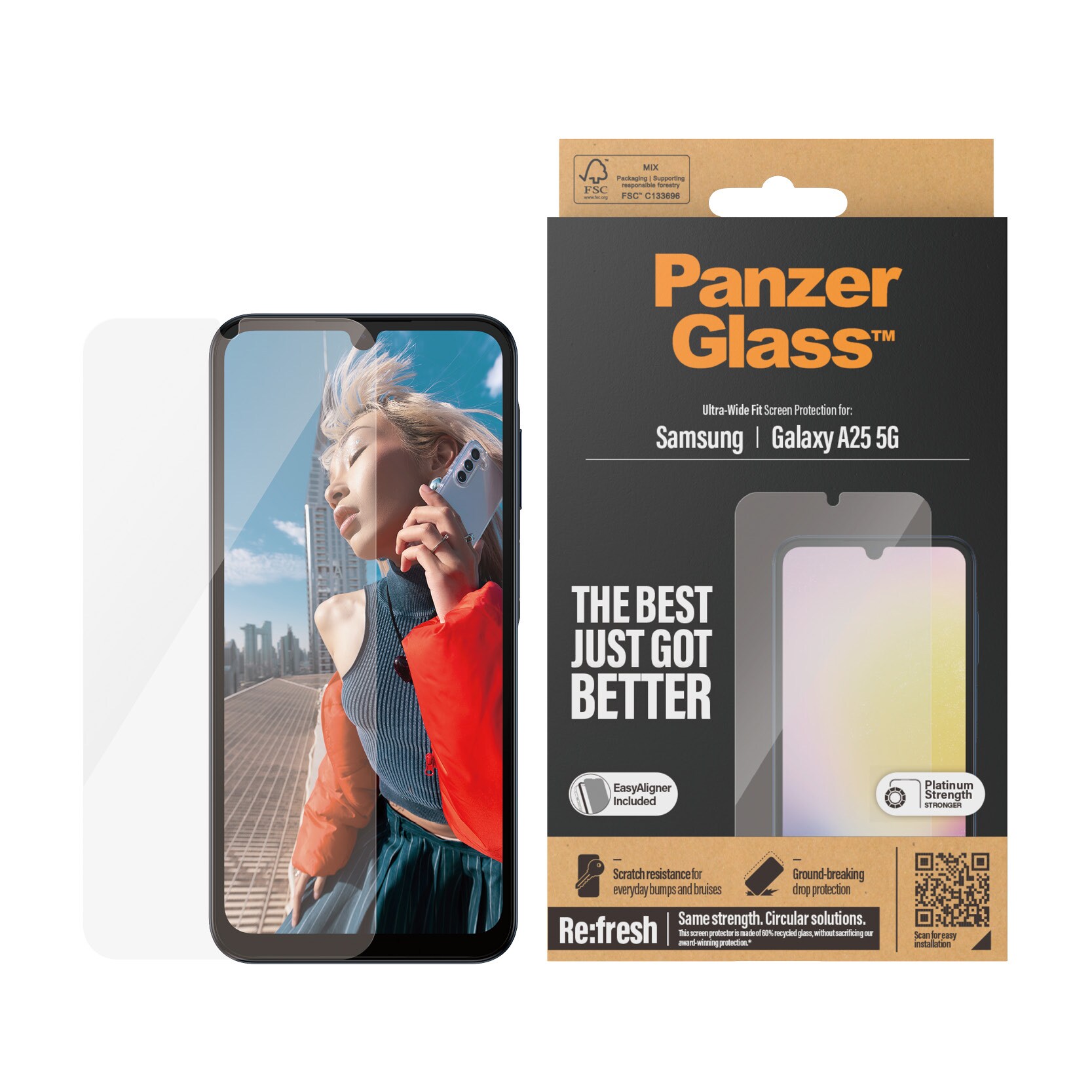 Samsung Galaxy A25 Skærmbeskytter med monteringsramme - Ultra Wide Fit