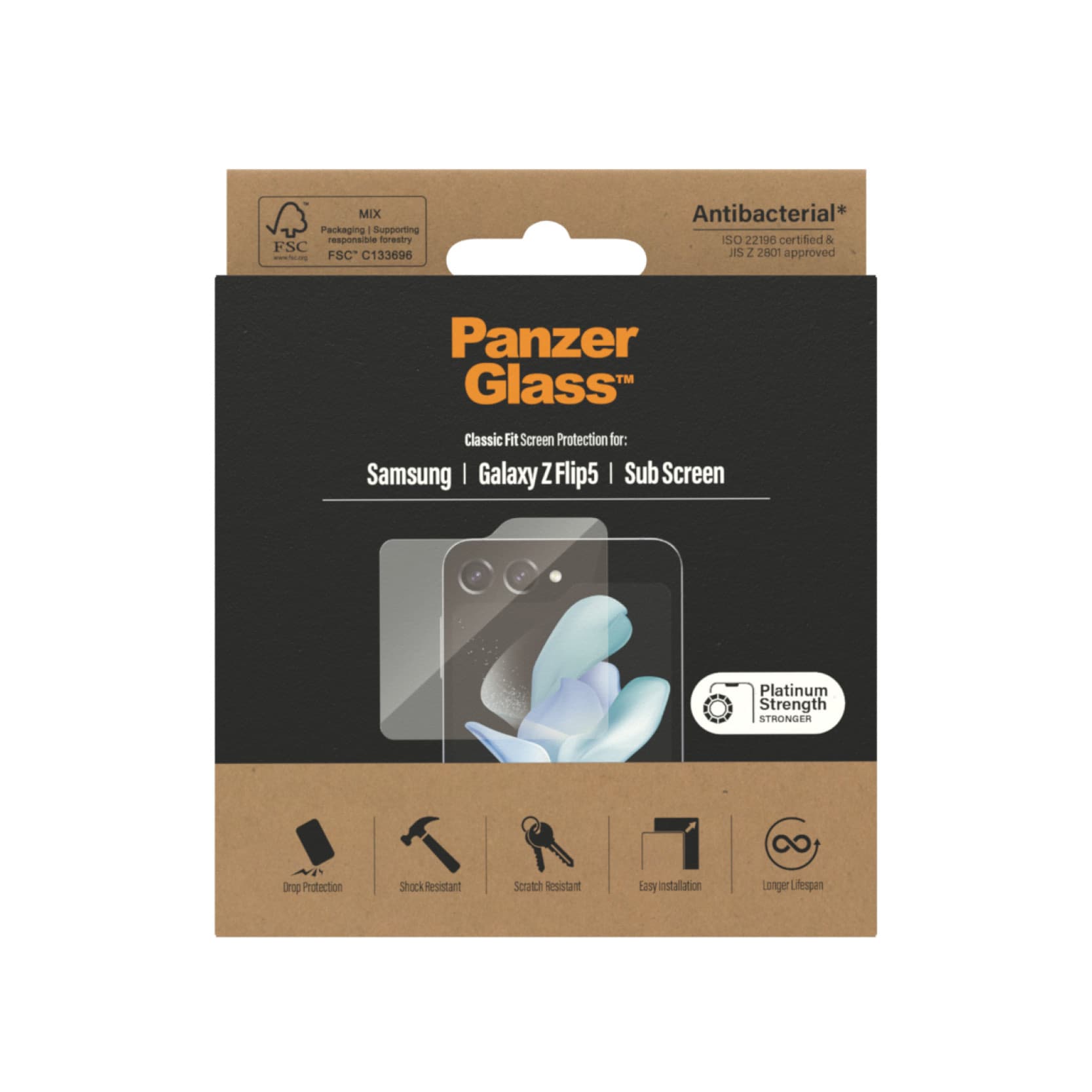 Samsung Galaxy Z Flip 5 Ydre skærmbeskytter i ridsefast hærdet glas - Ultra Wide Fit