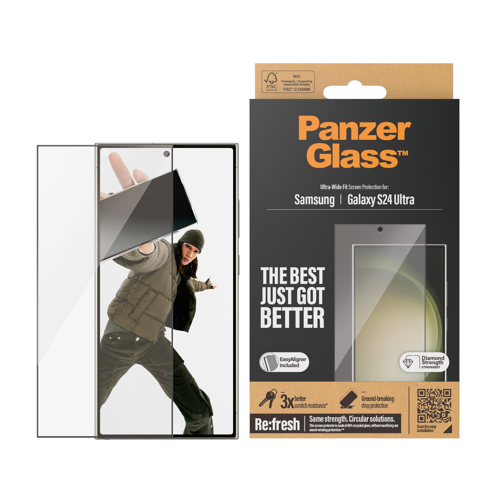 Samsung Galaxy S24 Ultra Skærmbeskytter med monteringsramme - Ultra Wide Fit