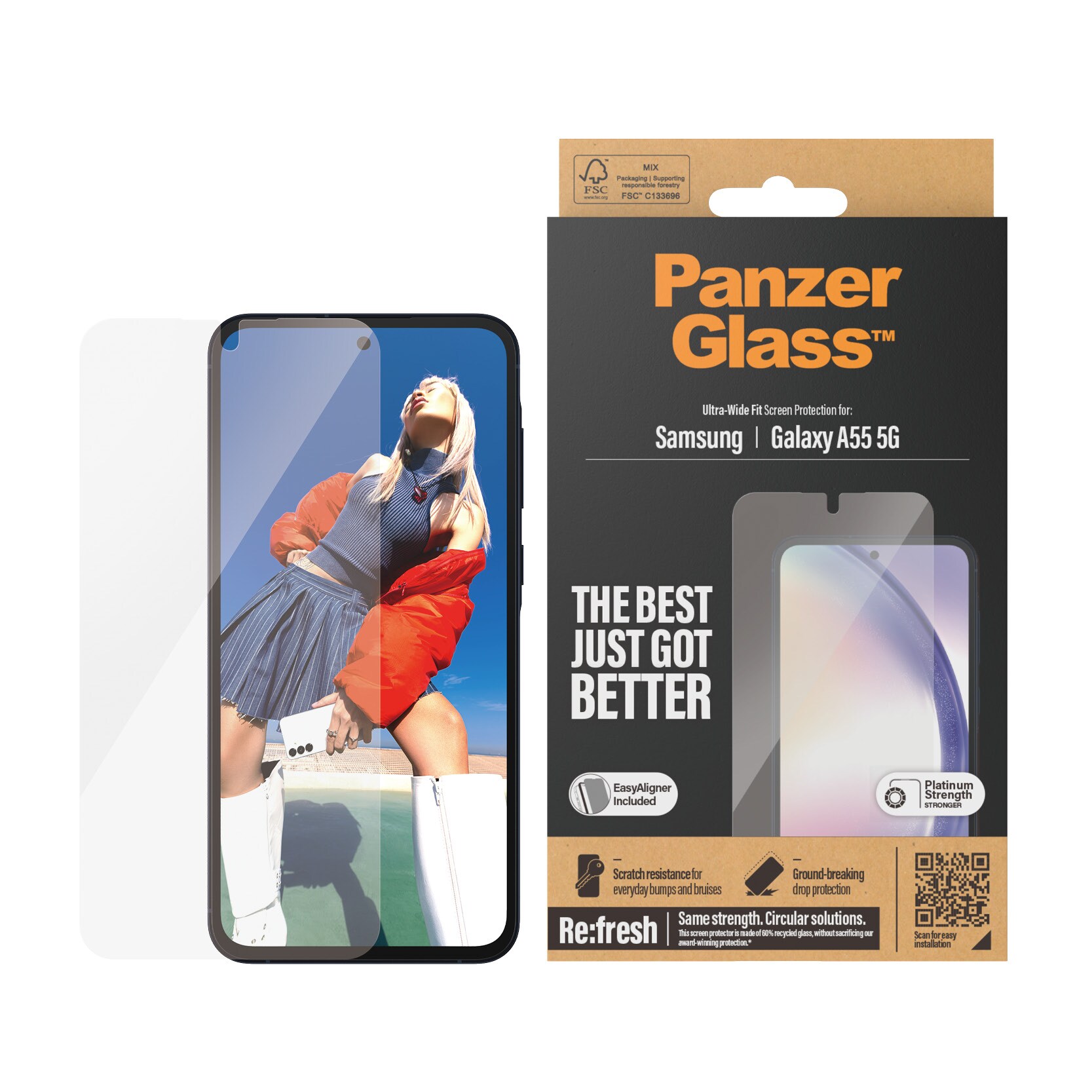 Samsung Galaxy A55 Skærmbeskytter med monteringsramme - Ultra Wide Fit