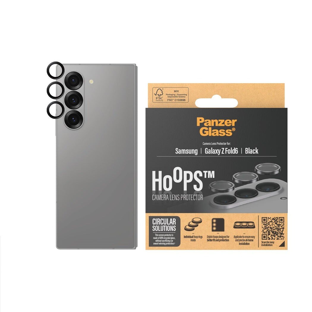 Samsung Galaxy Z Fold 6 Hoops linsebeskyttelse med aluminiumramme, Sort