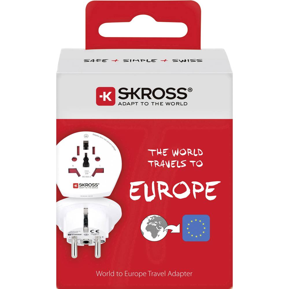 Rejseadapter verden til Europa