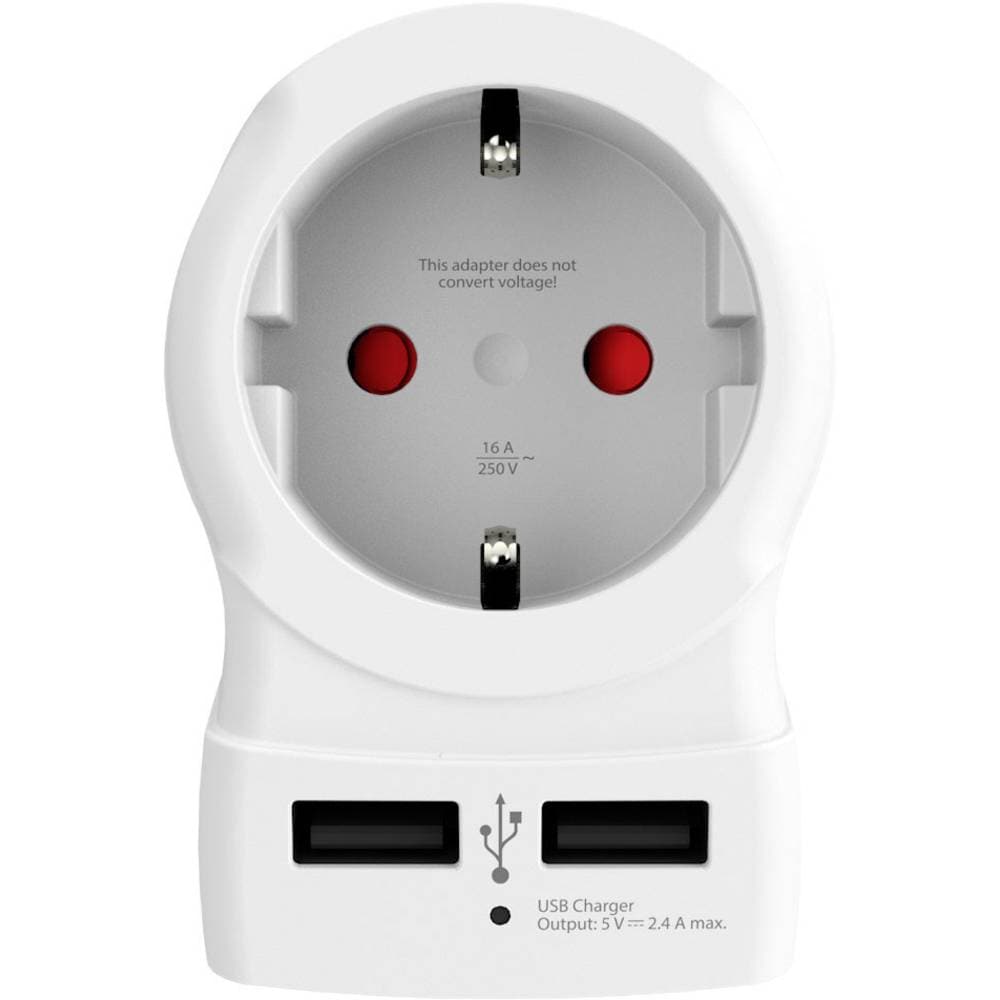 Rejseadapter Europa til USA med 2 USB-A-porte