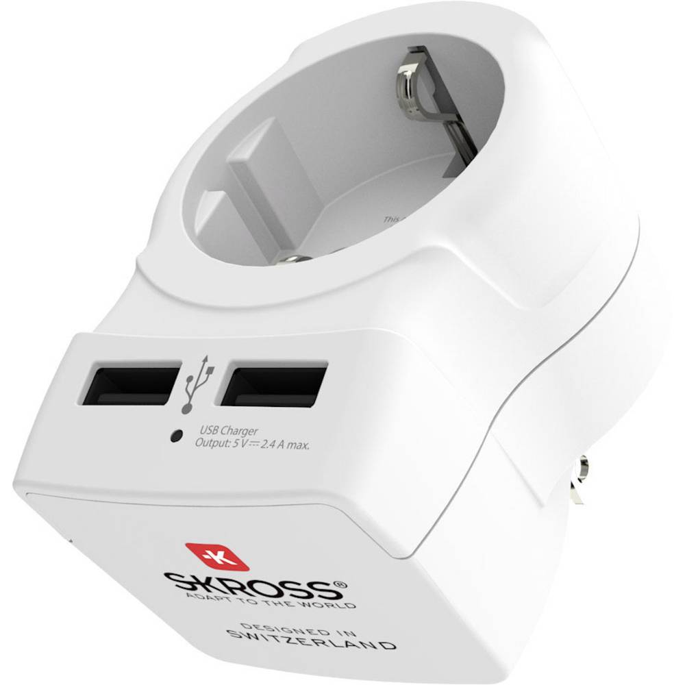 Rejseadapter Europa til USA med 2 USB-A-porte