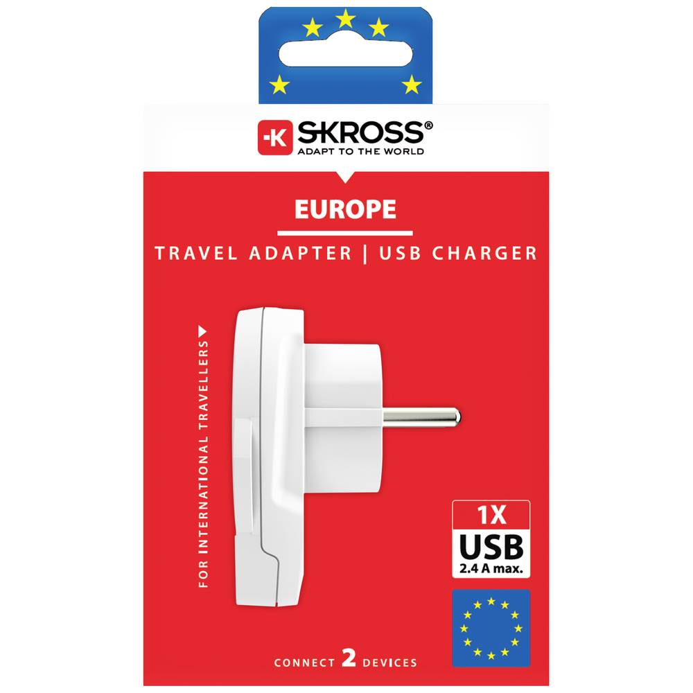 Rejseadapter verden til Europa med USB-A-port
