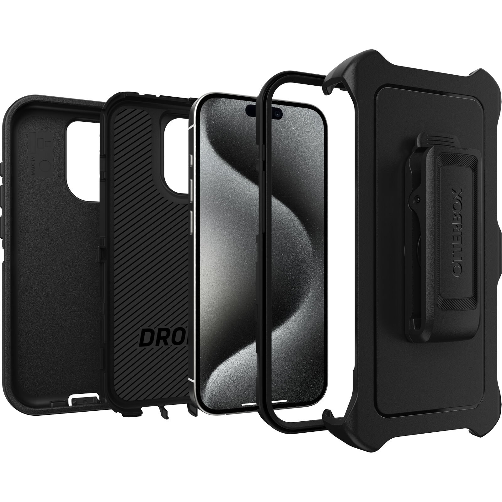iPhone 15 Pro Defender - Robust mobilcover med høj beskyttelsesgrad, Sort