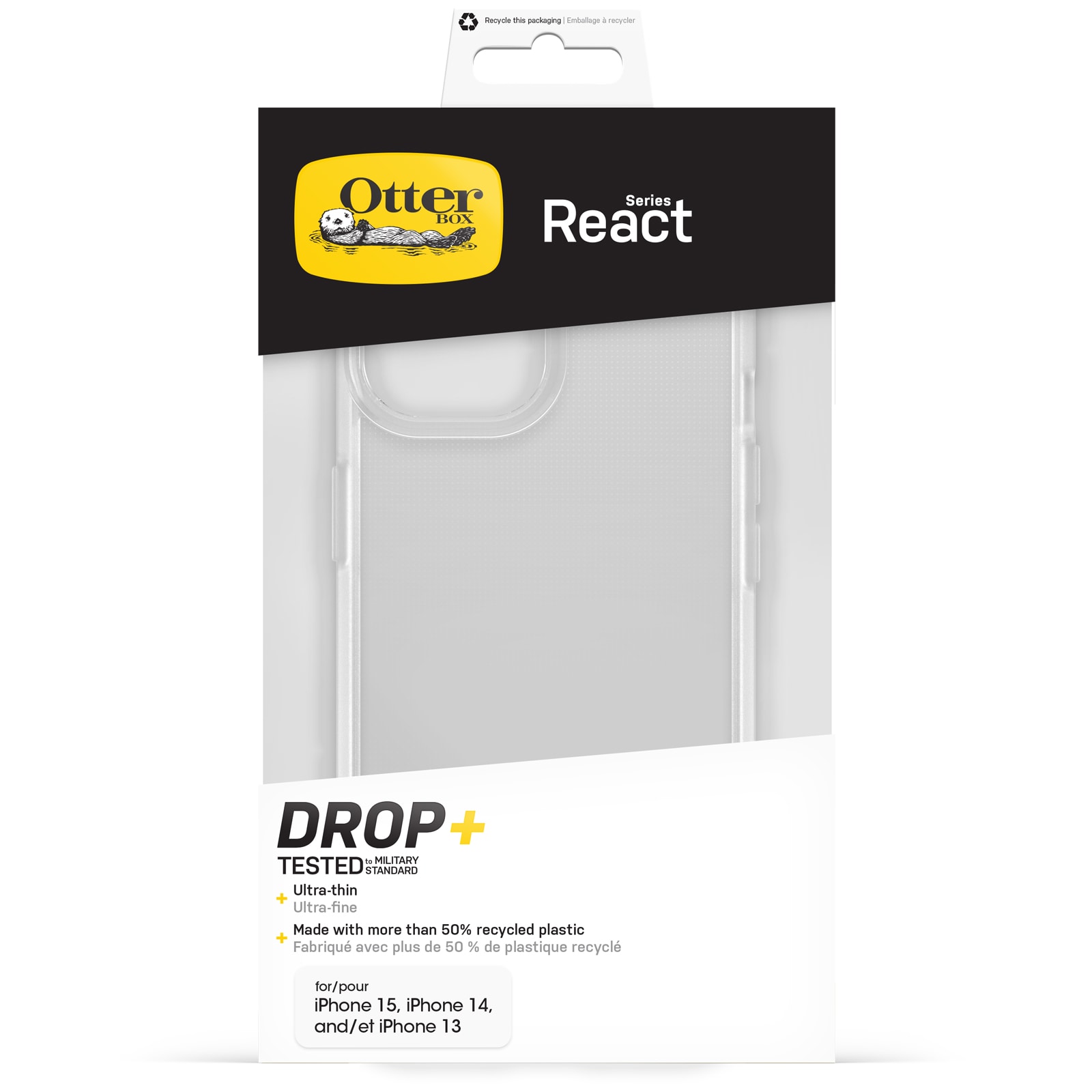 iPhone 15 Tyndt cover React, Gennemsigtig