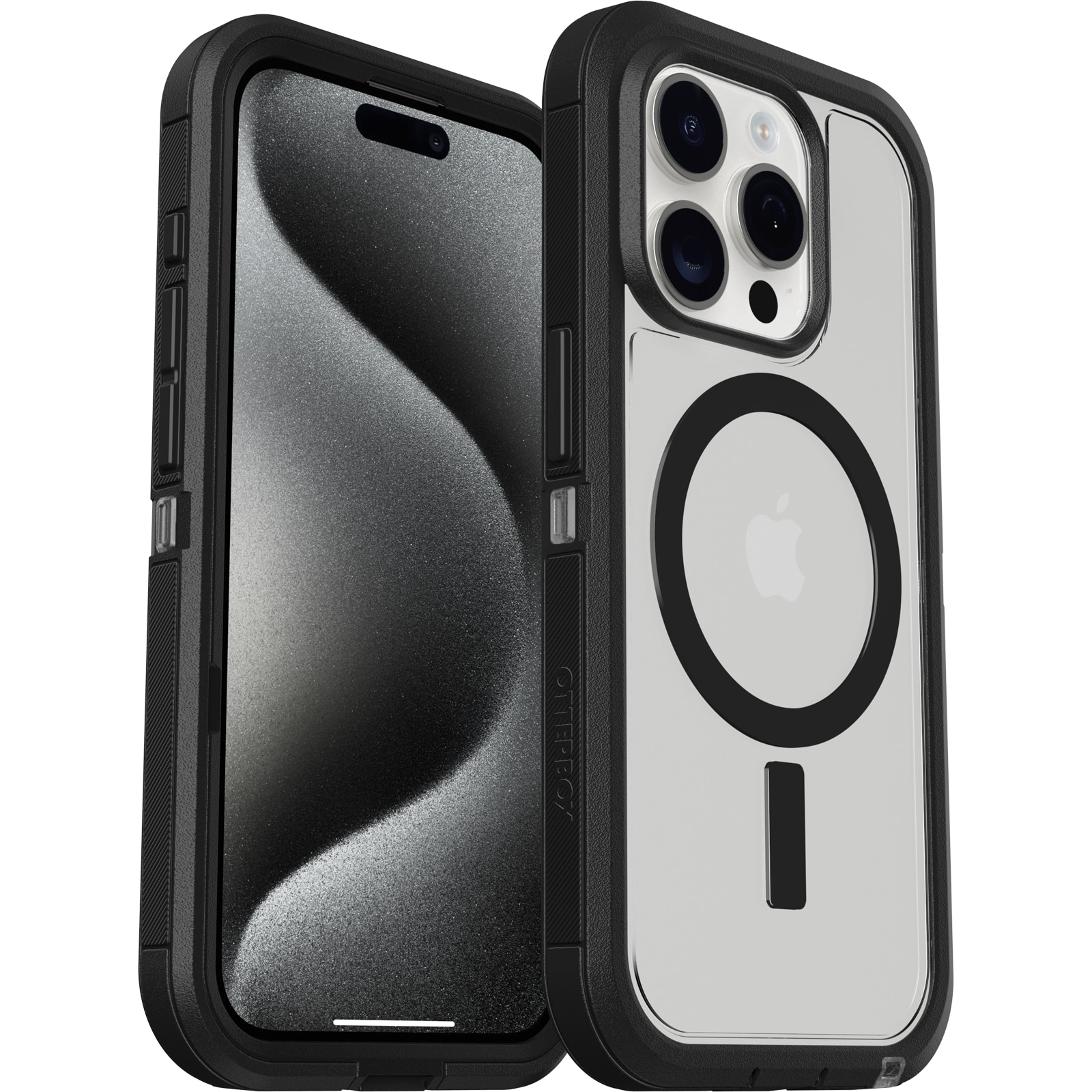 iPhone 15 Pro Defender XT Ekstremt stødafvisende MagSafe-cover, Sort/gennemsigtig