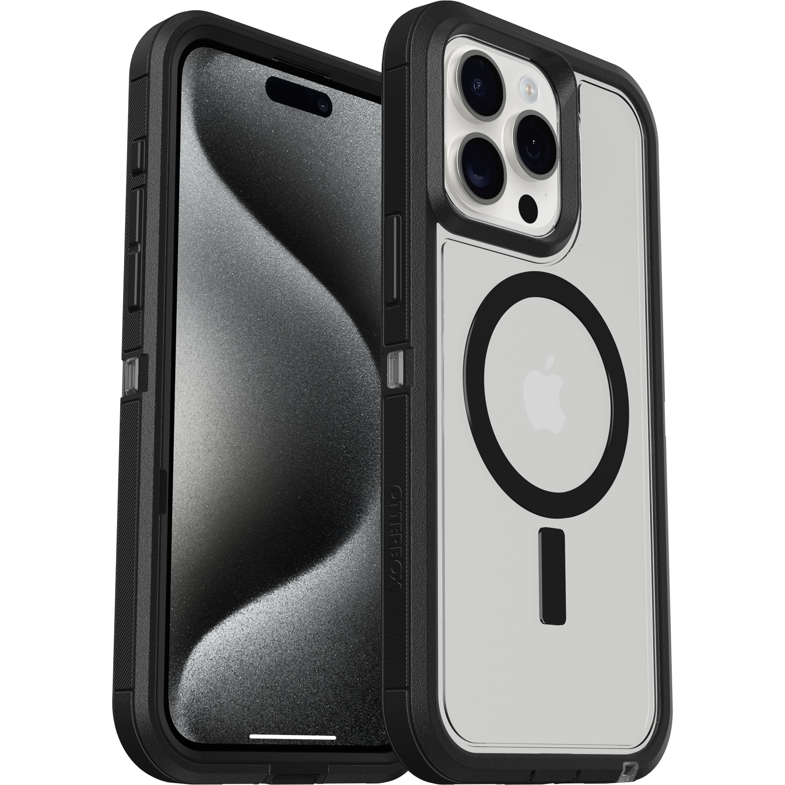 iPhone 15 Pro Max Defender XT Ekstremt stødafvisende MagSafe-cover, Sort/gennemsigtig