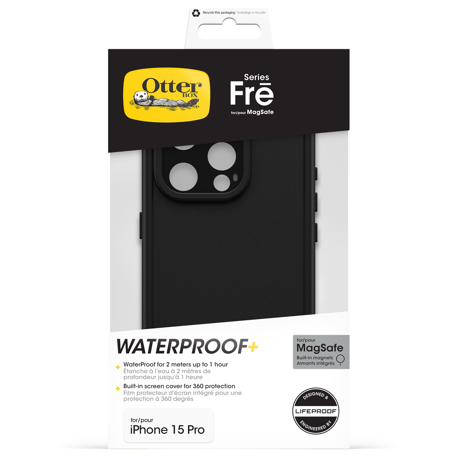 iPhone 15 Pro FRE mobilcover med MagSafe og maksimal beskyttelse, Sort